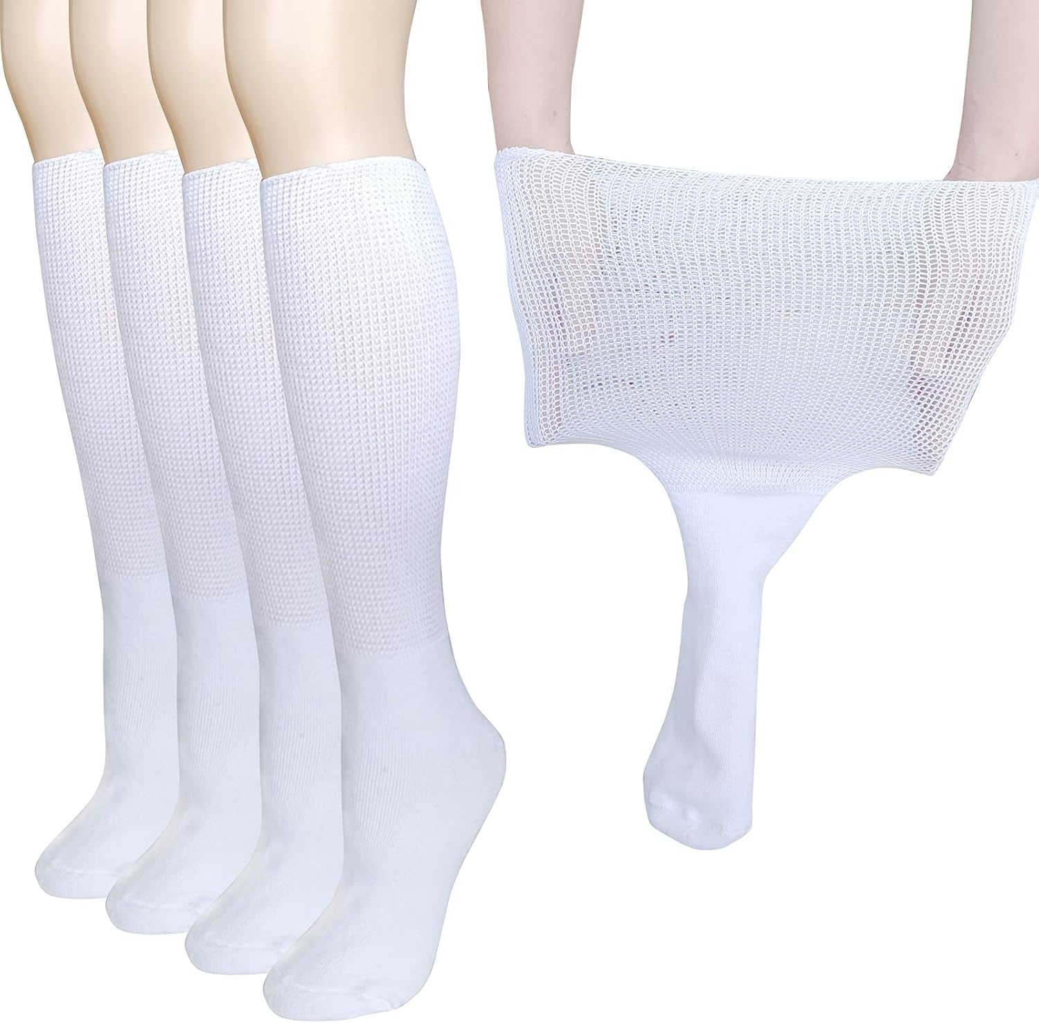 Extra Wide Socks for Lymphedema Swollen Feet Leg, Bariatric Socks, Cast Boot Sock, Diabetic Non Binding Neuropathy Swelling Women Men 2 Pairs - Image 2