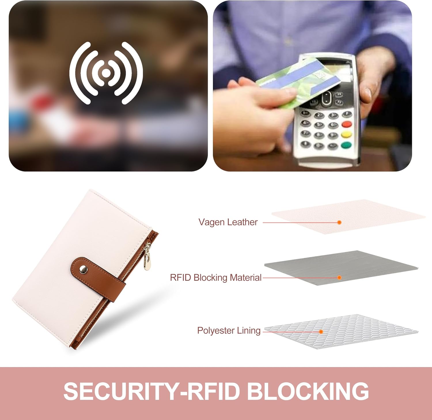 Women's Wallets RFID Blocking Leather Trifold Clutch Wallet Credit Card Holder Ladies Travel Wallet Purse with Pen Holder - Image 6