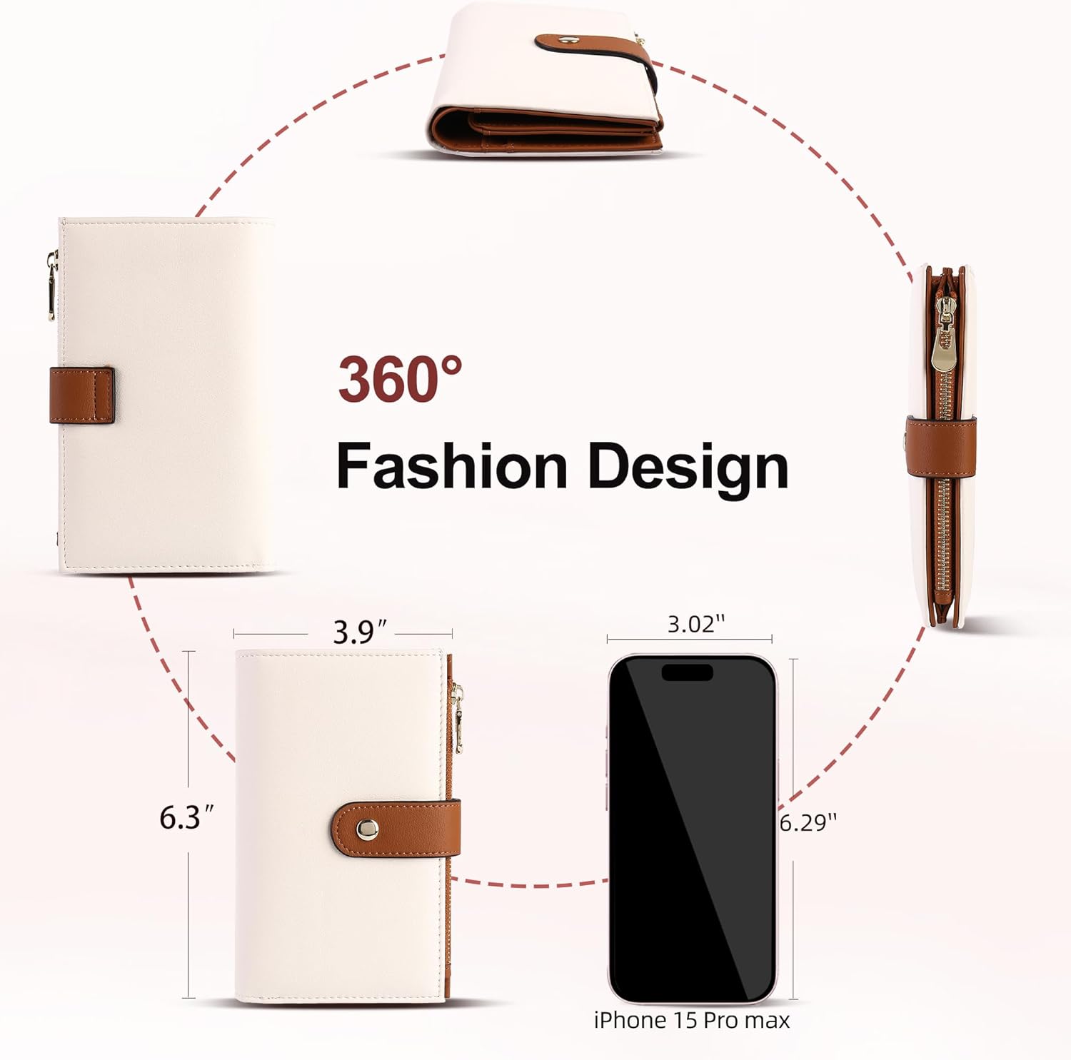 Women's Wallets RFID Blocking Leather Trifold Clutch Wallet Credit Card Holder Ladies Travel Wallet Purse with Pen Holder - Image 5