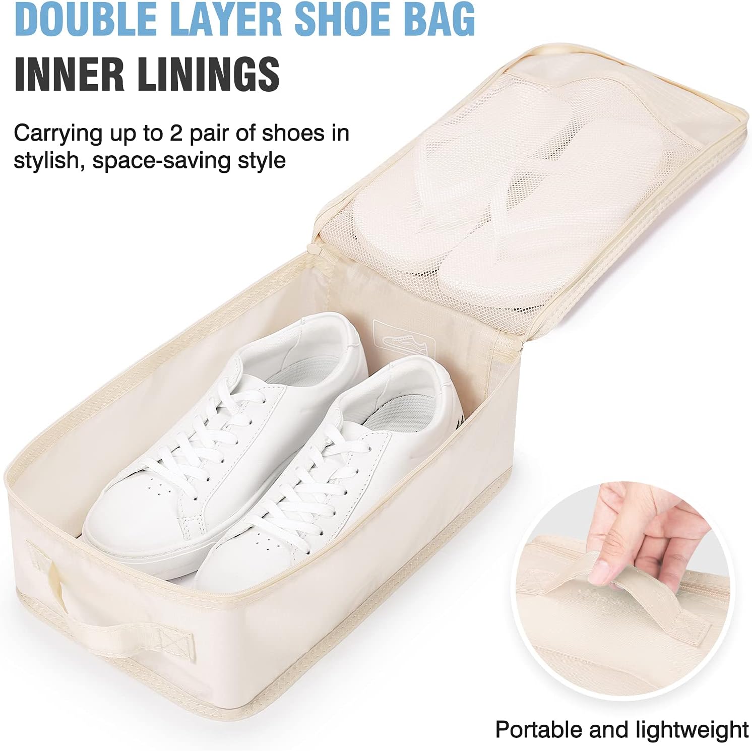 Mossio 6 Set Packing Cubes with Shoe Bag - Lightweight Travel Luggage Suitcase Organizers - Image 3
