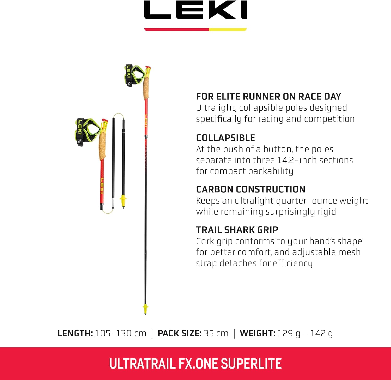 LEKI Ultratrail FX.One Superlite Trekking Poles - Carbon Foldable Ultralight Poles for Hiking & Trail Running - Image 3