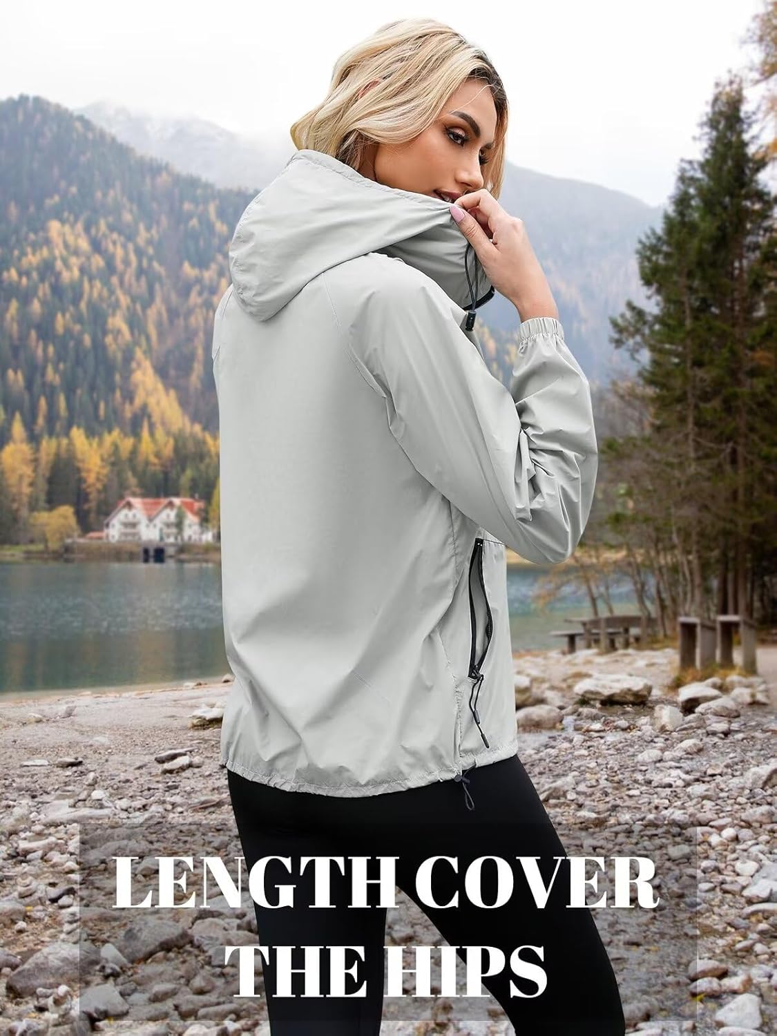 PITINAN Women's Lightweight Hooded Raincoat Waterproof Windbreaker Jacket Packable Active Outdoor Rain Jackets S-XXL - Image 4