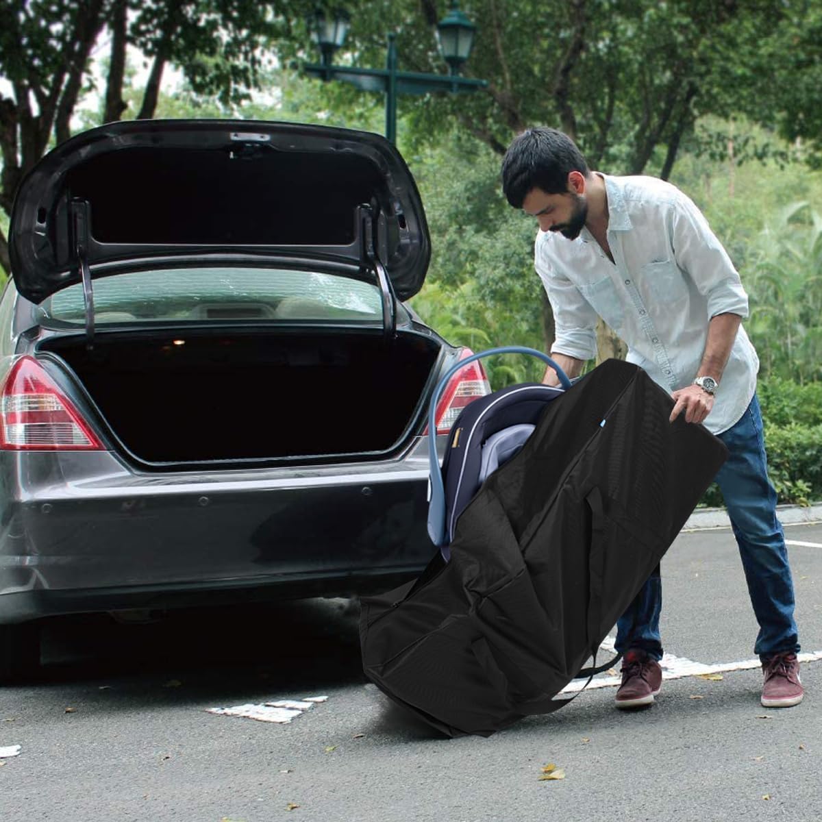COOLBEBE 42" Sports Duffle Bag - 150L Extra Large Travel Duffel Luggage Bag with Upgrade Zipper, Sturdy & Water Resistant, Black - Image 5