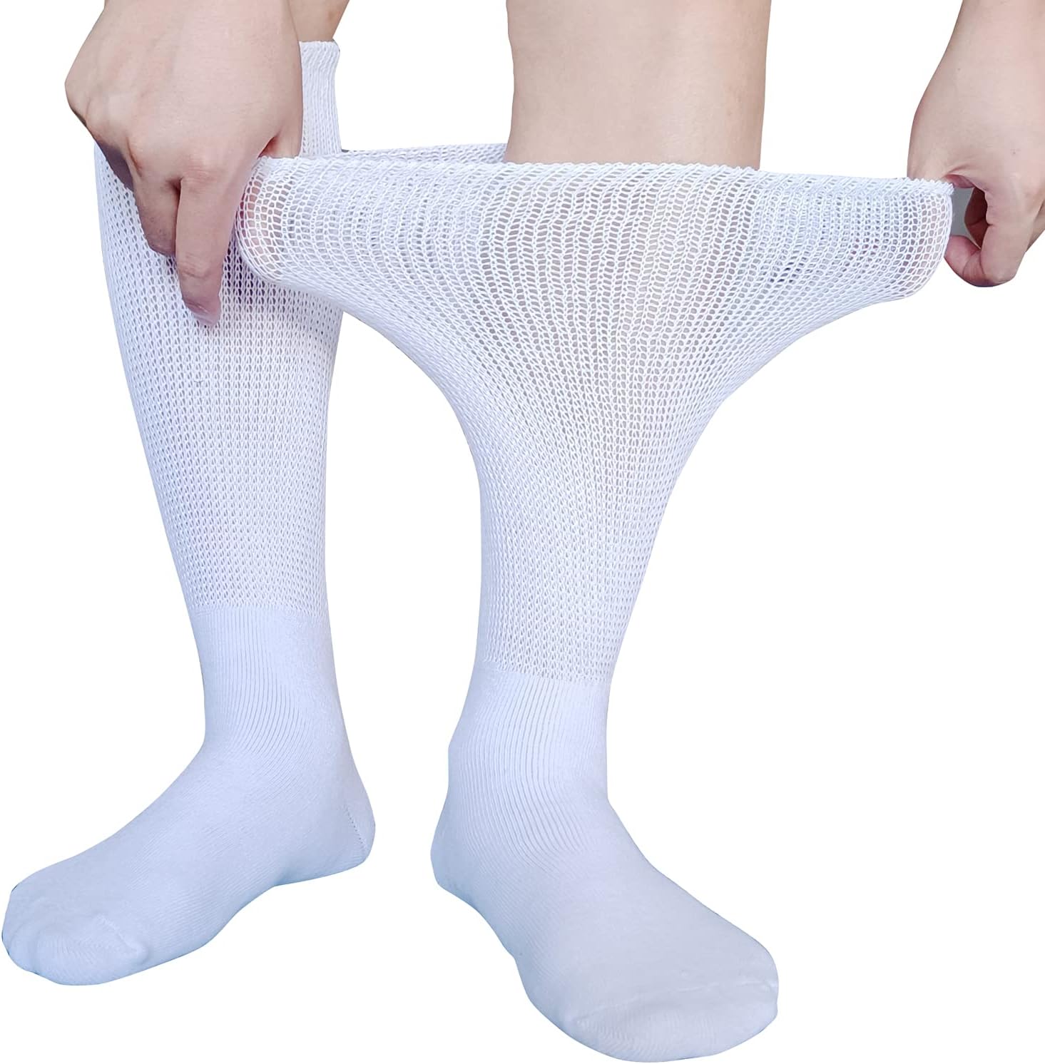 Extra Wide Socks for Lymphedema Swollen Feet Leg, Bariatric Socks, Cast Boot Sock, Diabetic Non Binding Neuropathy Swelling Women Men 2 Pairs - Image 4