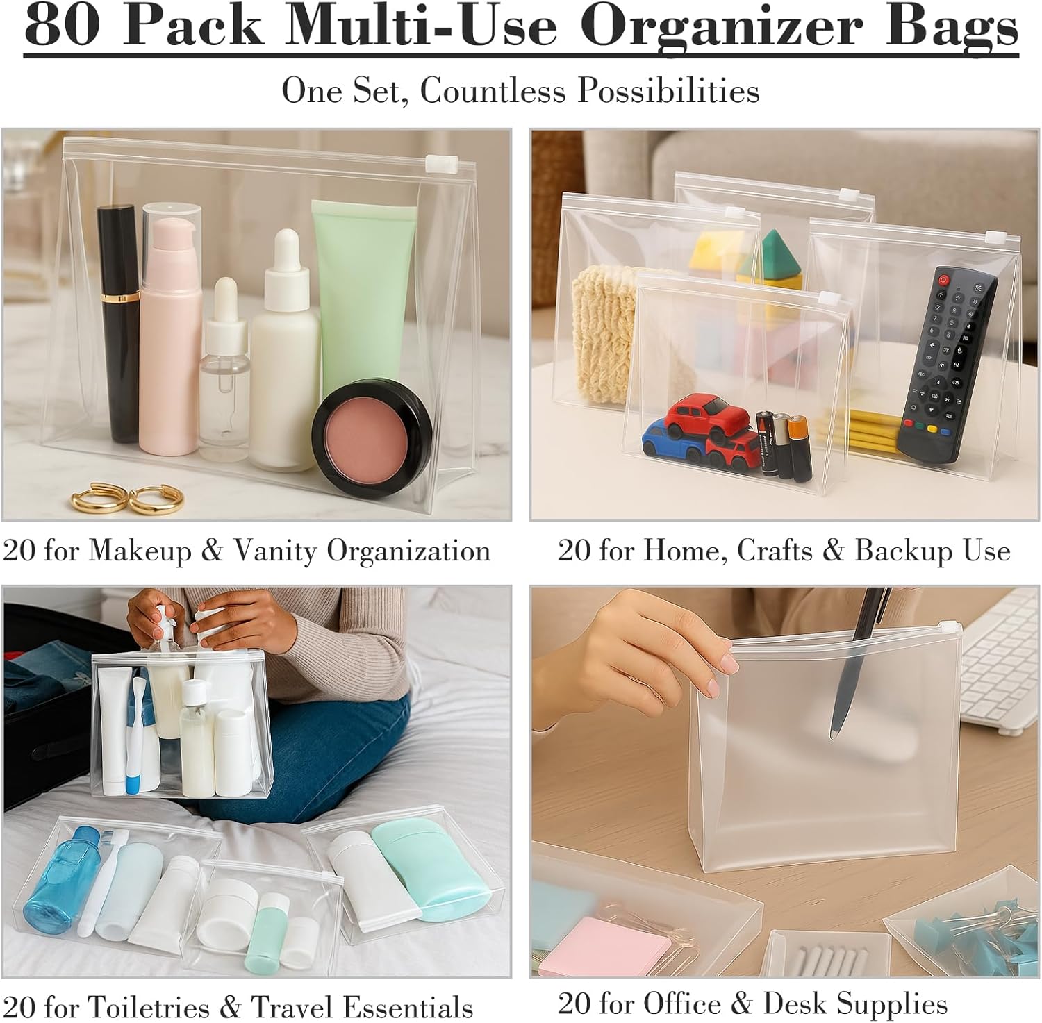 Circloophs Mini Clear Makeup Bag, 80 Pack Small Cosmetic Bags with Zipper TSA Approved Travel Bags Bulk for Toiletries Plastic EVA Water-resistant Reusable Pouches for Bathing Suit Bikini, 5.9” - Image 5