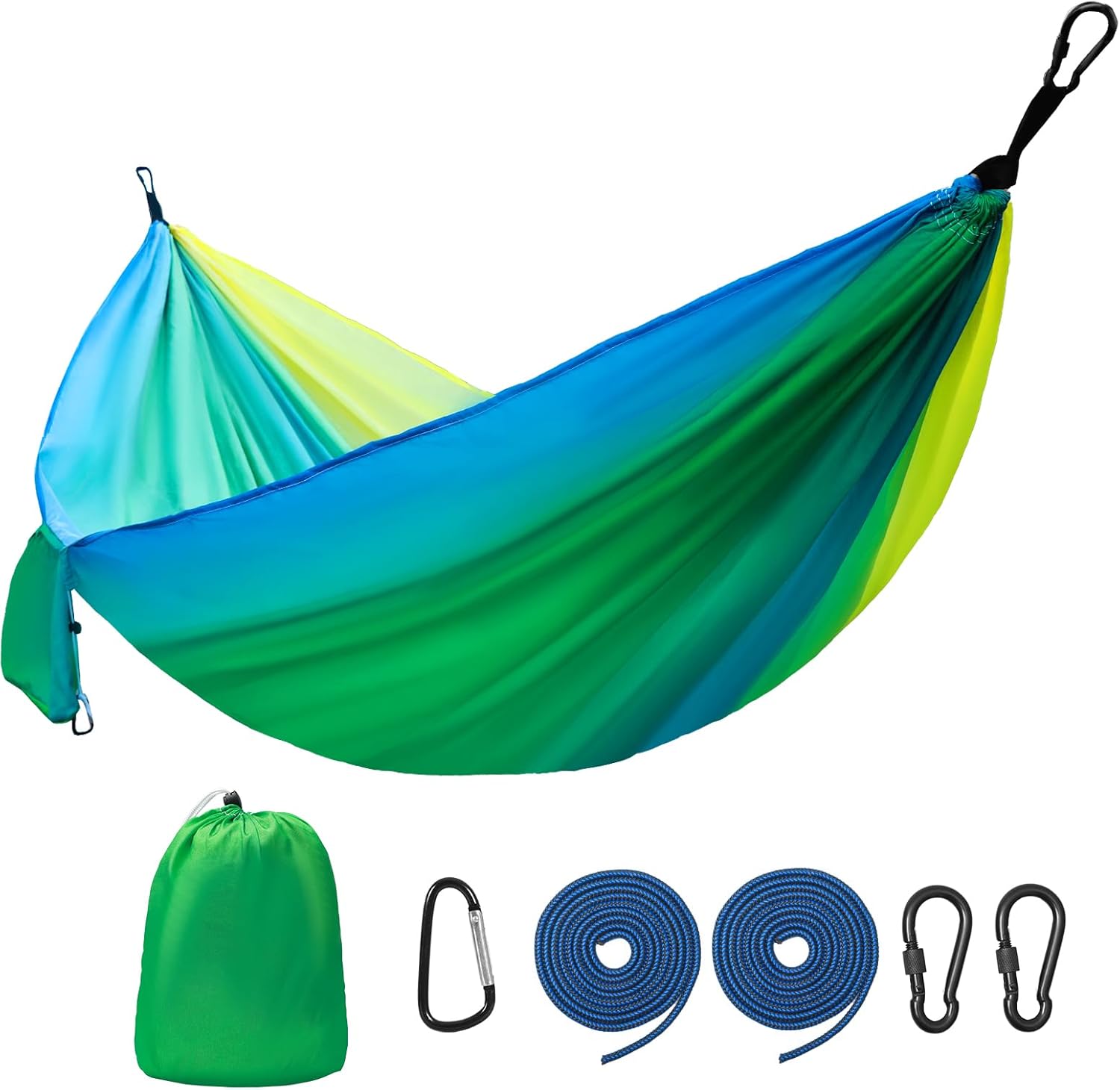 Camping Hammock,Lightweight Nylon Hammock,Portable Hammocks with Two Tree Ropes for Outdoor,Indoor,Travel,Hiking,Backyard,Camping - Image 2