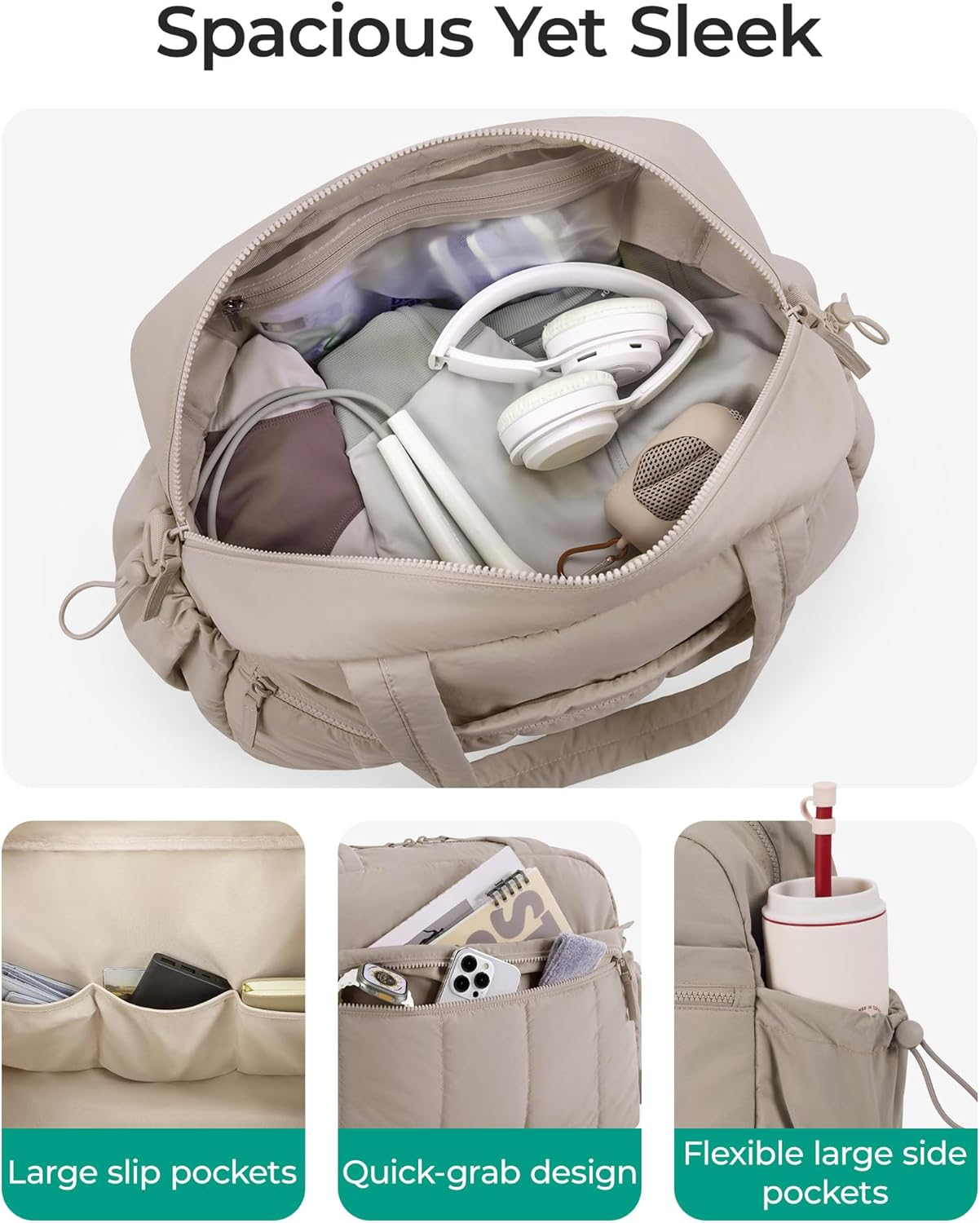 BAGSMART Gym Bag for Women, Duffle Bag for Travel with Wet Pocket, Lightweight Carry on Weekender Duffel, Water Resistant - Image 4