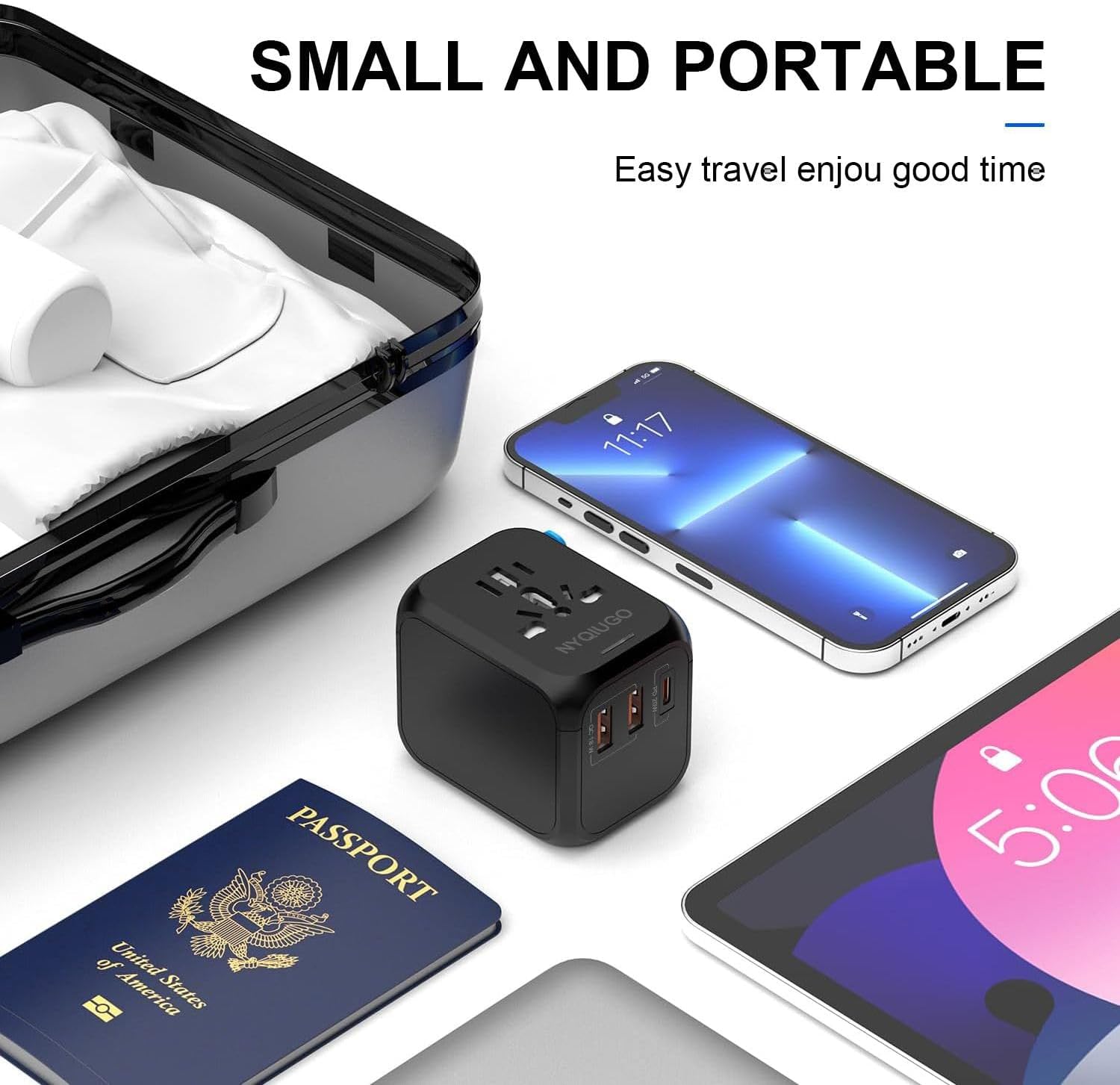 NYQIUGO Universal International Power Travel Plug Adapter with 3 USB Ports (1 USB C), Worldwide Plug Adaptor Wall Charger for USA to Europe UK France Germany Spain Ireland Australia (Type C/G/A/I) - Image 10