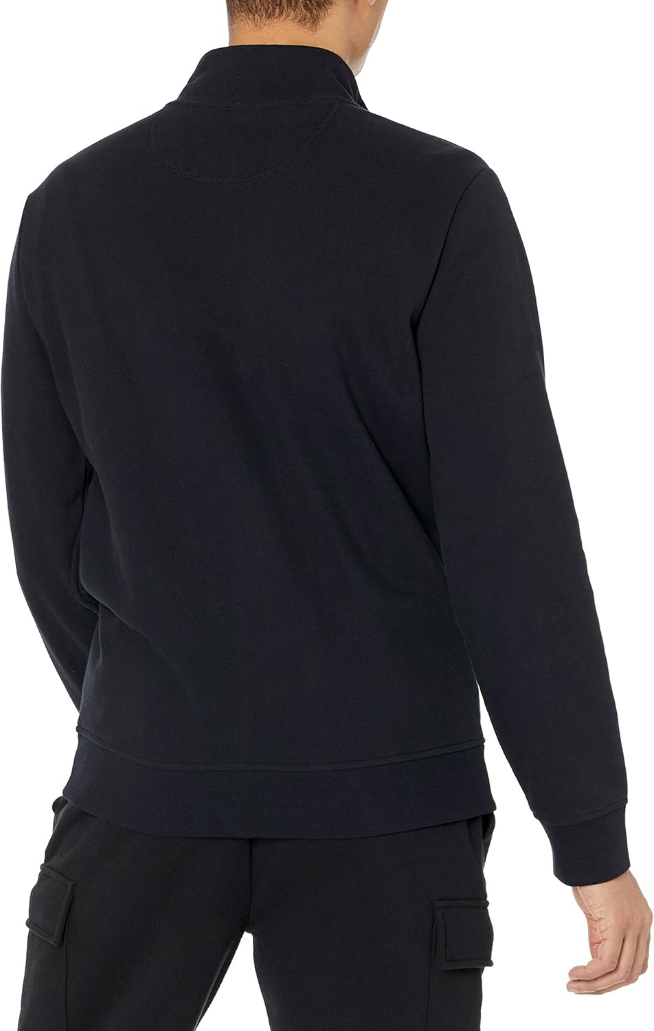 Amazon Essentials Men's Zip Up Sweatshirt, Lightweight French Terry, Mock Neck, Black, Large - Image 3