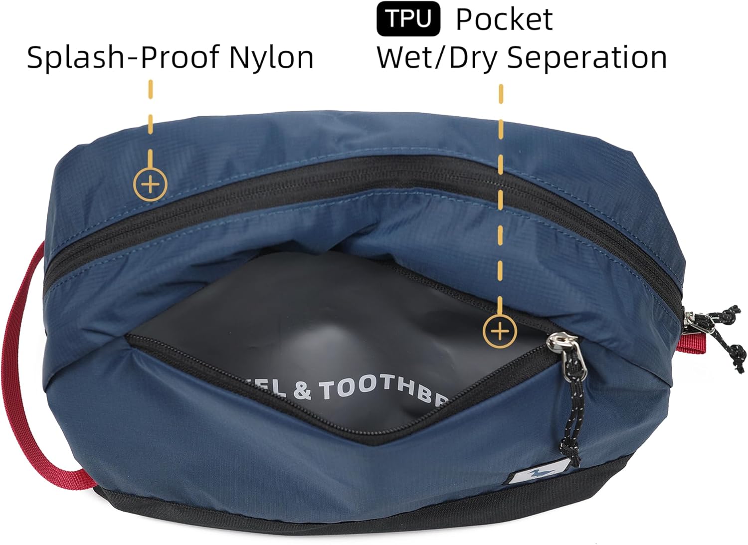Travel Toiletry Bag 8L, Large Packing Cube with Waterproof TPU Wet/Dry Compartment (03 Blue Abyss) - Image 5