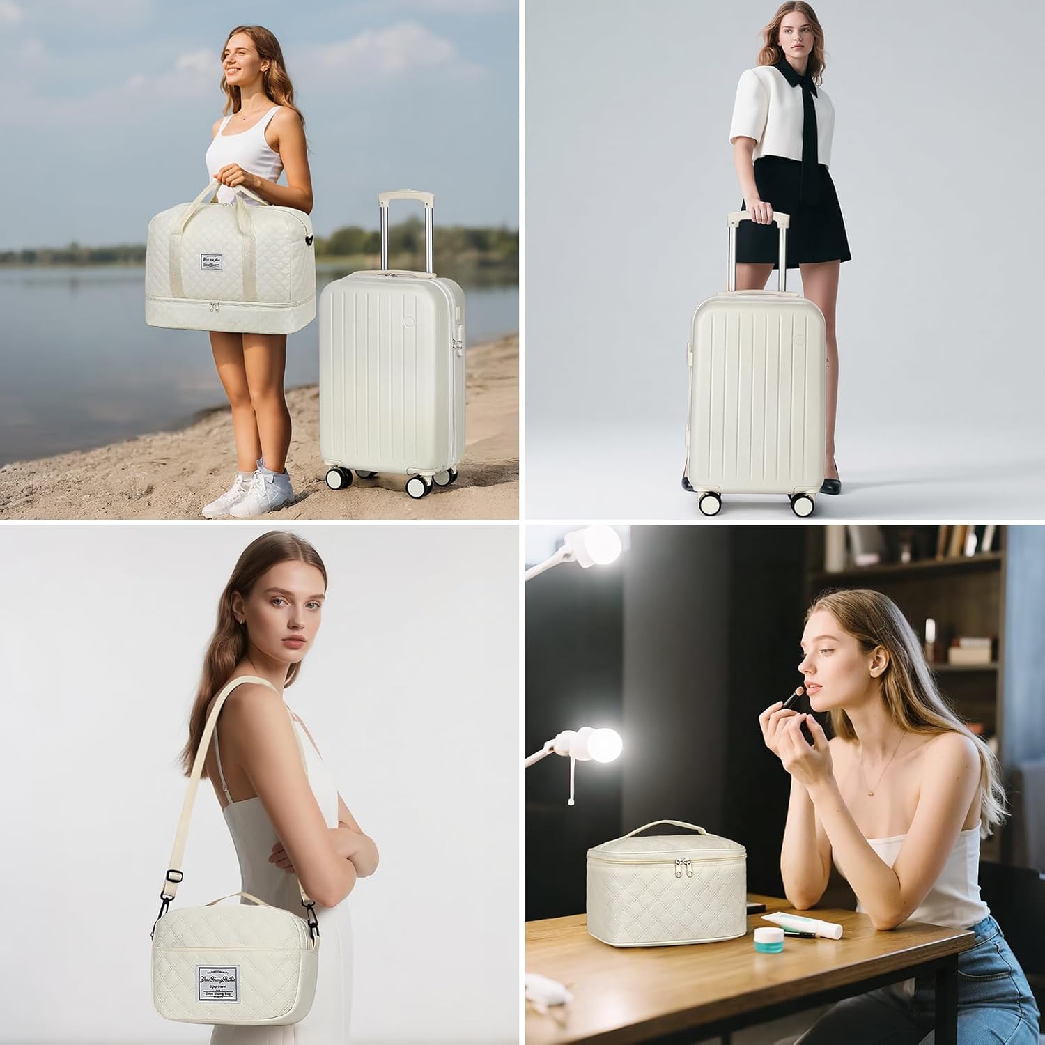 Luggage Sets for Women Men 4 Piece - Carry on Hardside Suitcase 20inch with USB Port, 360° Spinner Wheels, Duffel Bag, Cup Holder, Lightweight Luggage Set for Travel Vacation - Image 7