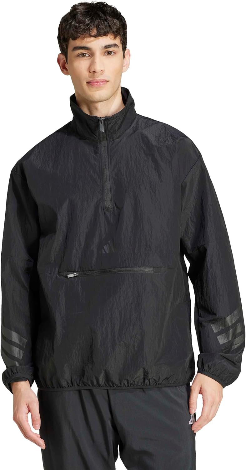 adidas Men's Size Future Icons 3-Stripes Woven Half-Zip Sweatshirt - Image 2