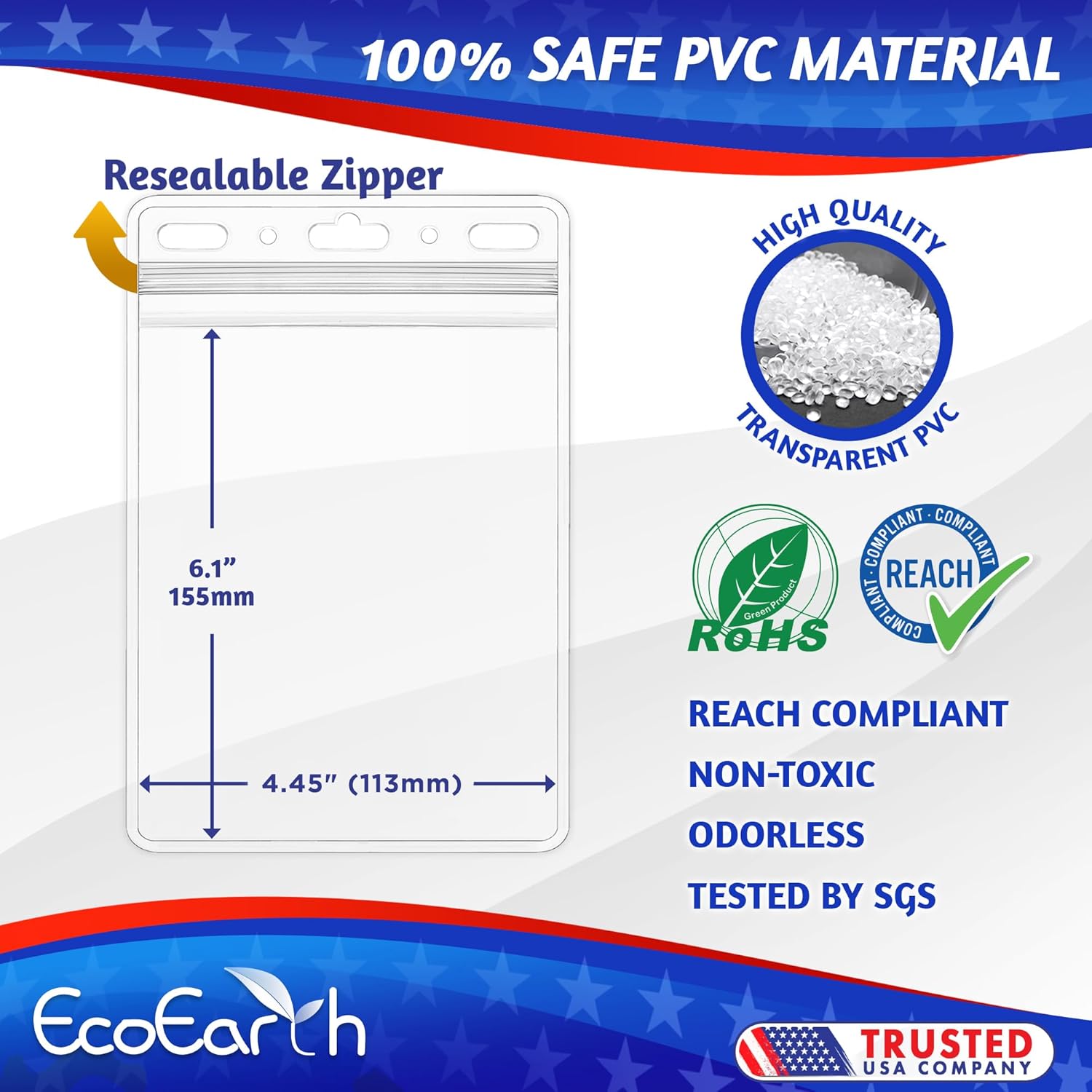 EcoEarth 4x6 Inch Passport & Card Holders with Soft Edge (Clear, 100 PK) - Extra Large (XXL) Vertical ID Holder - Resealable and Waterproof Identification Name Card Holder - Image 3