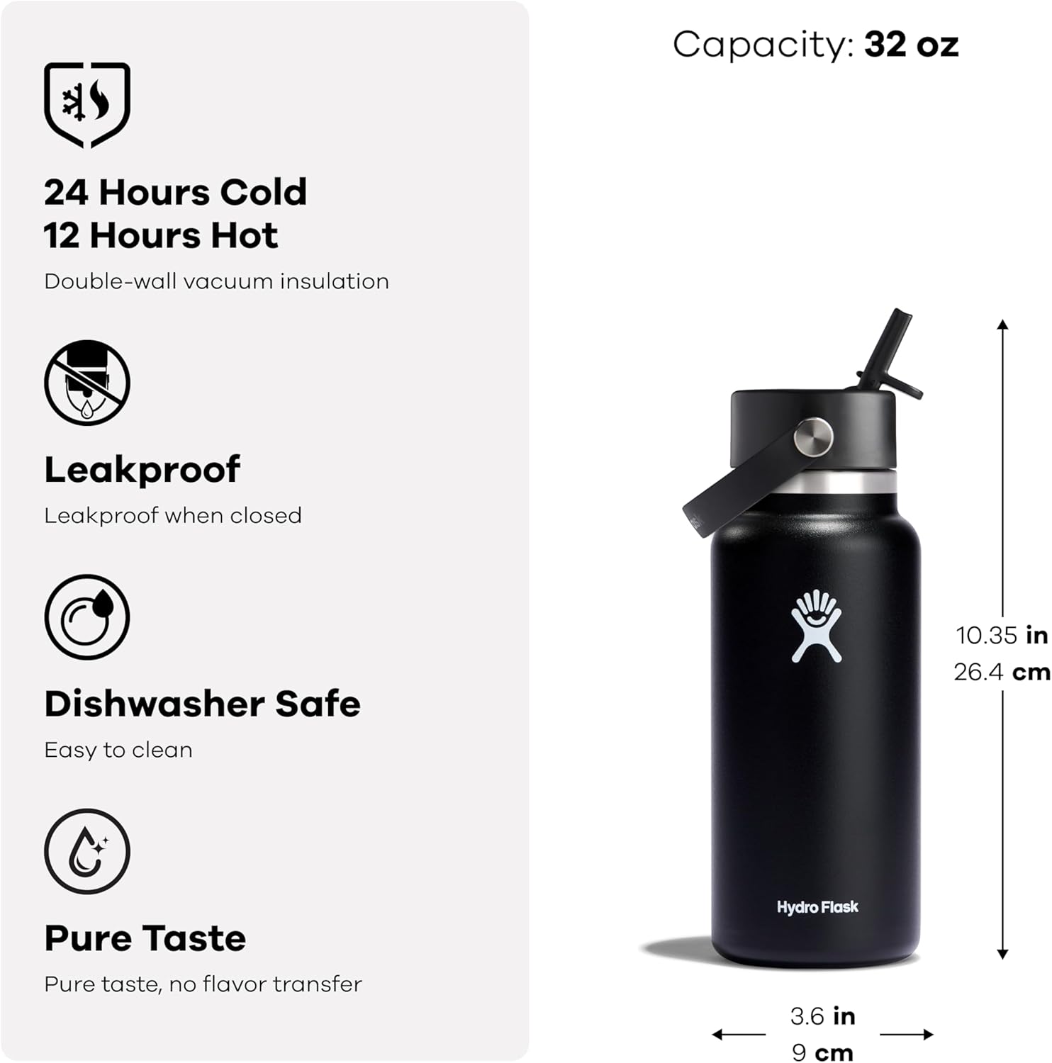 Hydro Flask Water Bottle - Insulated Stainless Steel - Wide Straw Lid, Non Spill, Leakproof in 32 Oz Indigo Blue - Image 6