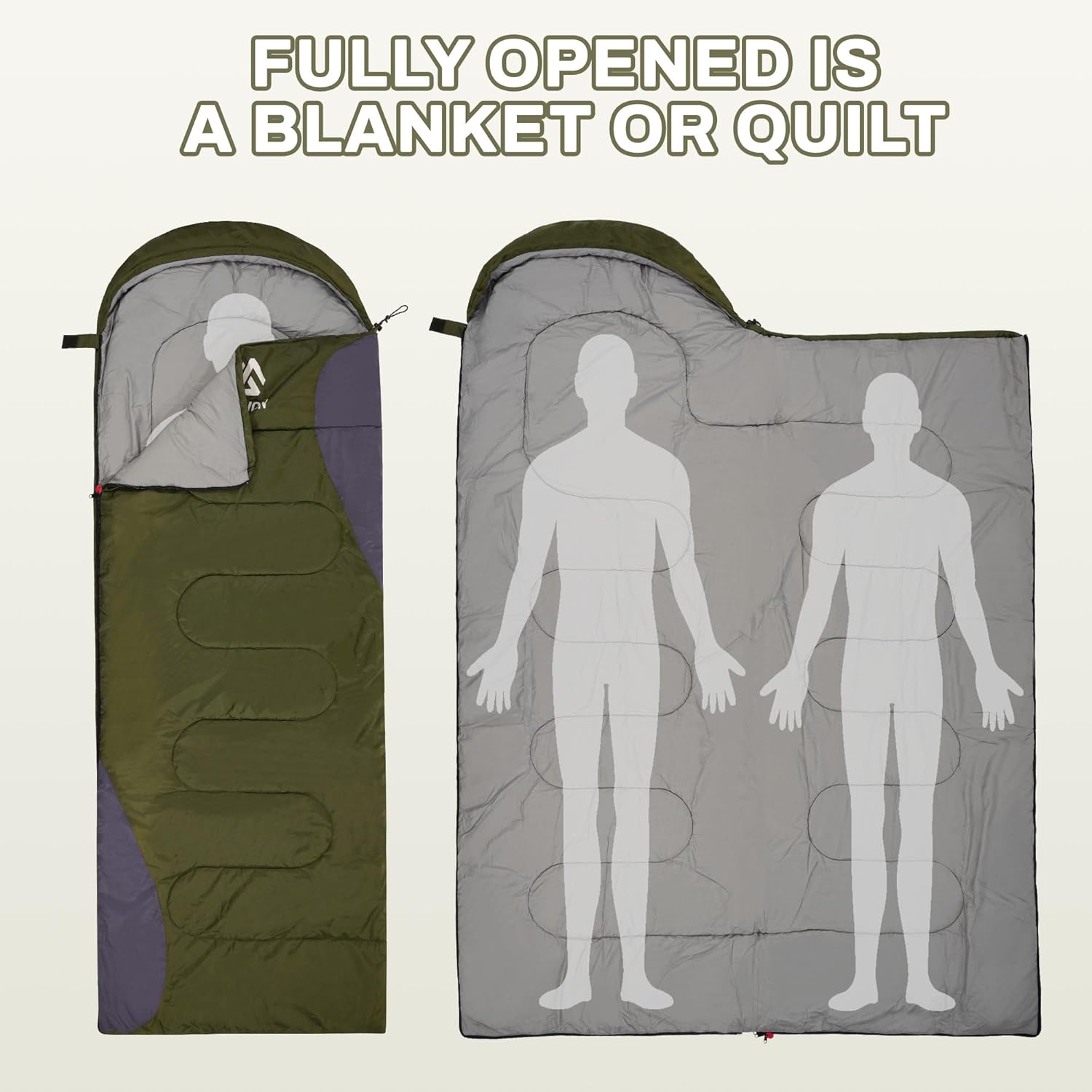 Elevon Sleeping Bag for Adults Teens Kids Cold Warm Weather, Portable Waterproof & Lightweight, Compact with Compression Sack, for 3-4 Seasons Camping, Backpacking, Hiking, Travel, Indoors Outdoors - Image 5