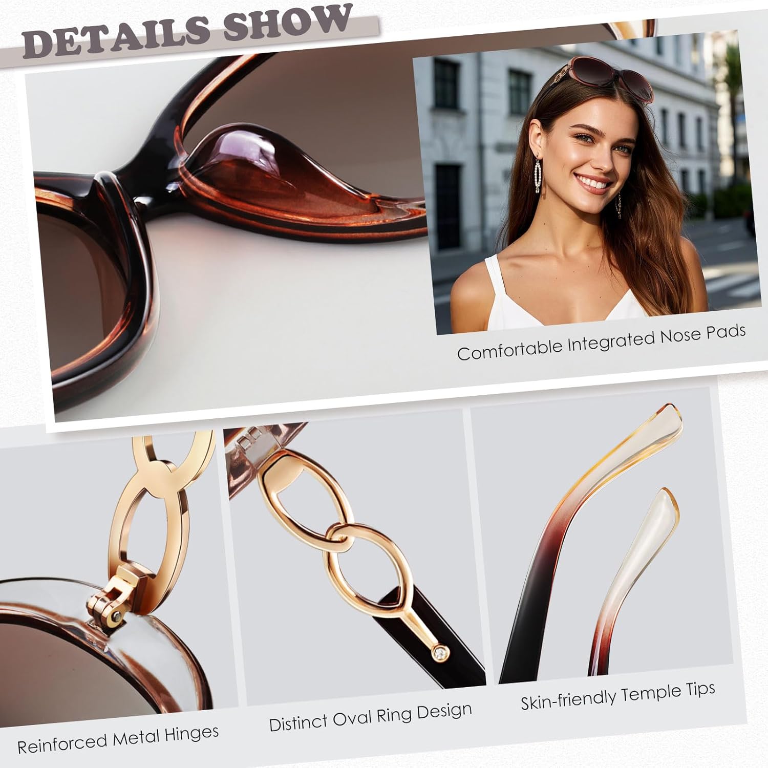 Sunier Sunglasses Womens Polarized Trendy Oversized Sun Glasses Fashion Ladies Shades 100% UV400 Protection S85 - Image 4