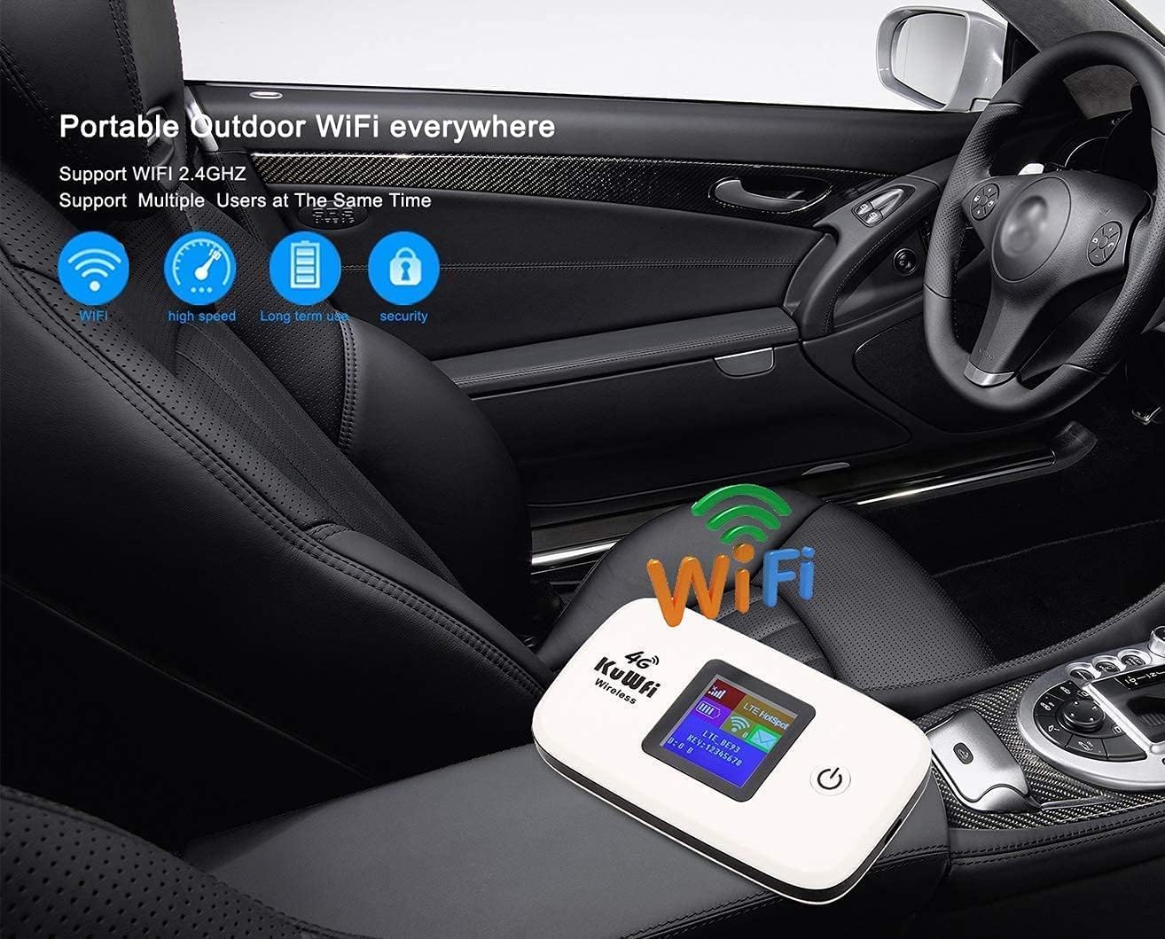 Mobile WiFi Hotspot | KuWFi 4G LTE Unlocked Wi-Fi Hotspot Device | Portable WiFi Router with SIM Card Slot for Travel Support B2/B4/B5/B12/B17 for AT&T/T-Mobile - Image 7