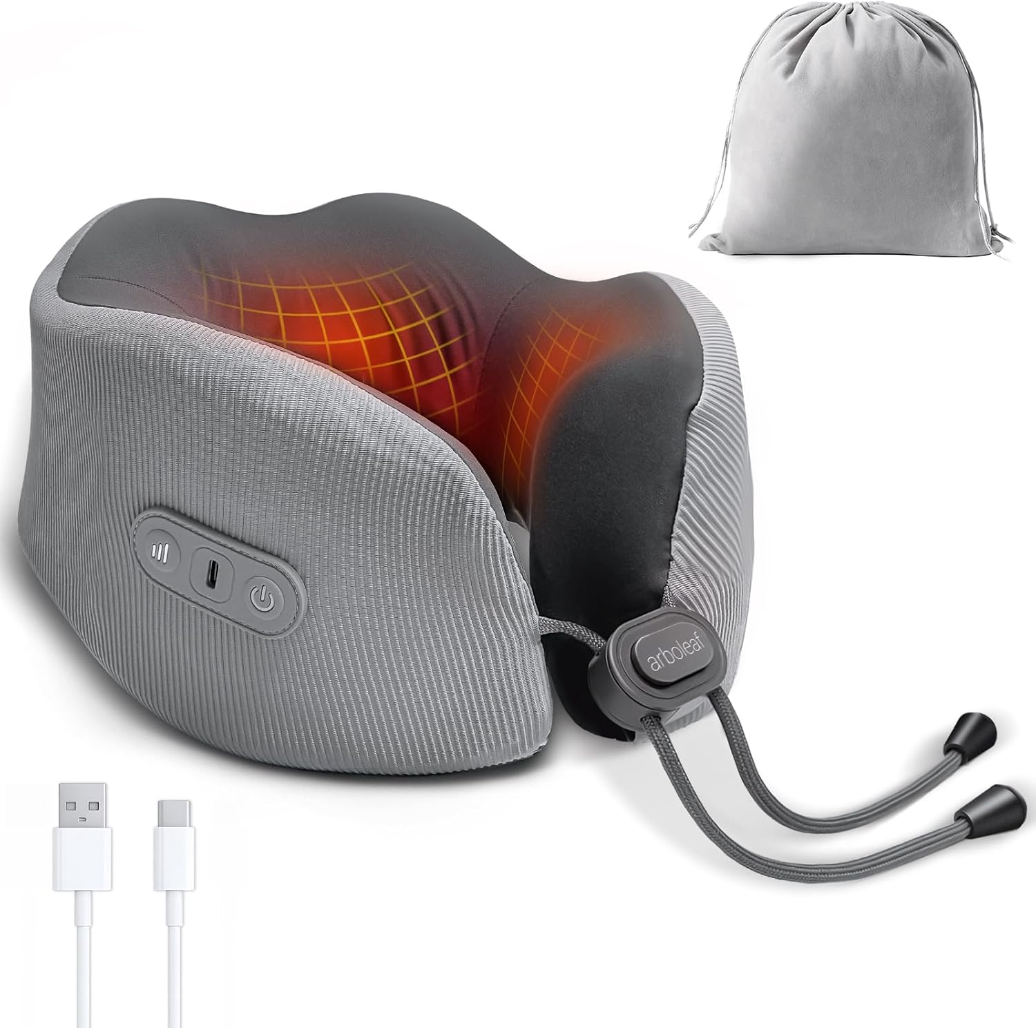 arboleaf Heated Neck Pillow for Travel, Memory Foam Airplane Pillow with Graphene Zoned Heating, USB-C Rechargeable, 360° Support — Comfort & Neck Pain Relief for Long Flights, Car & Office - Image 2