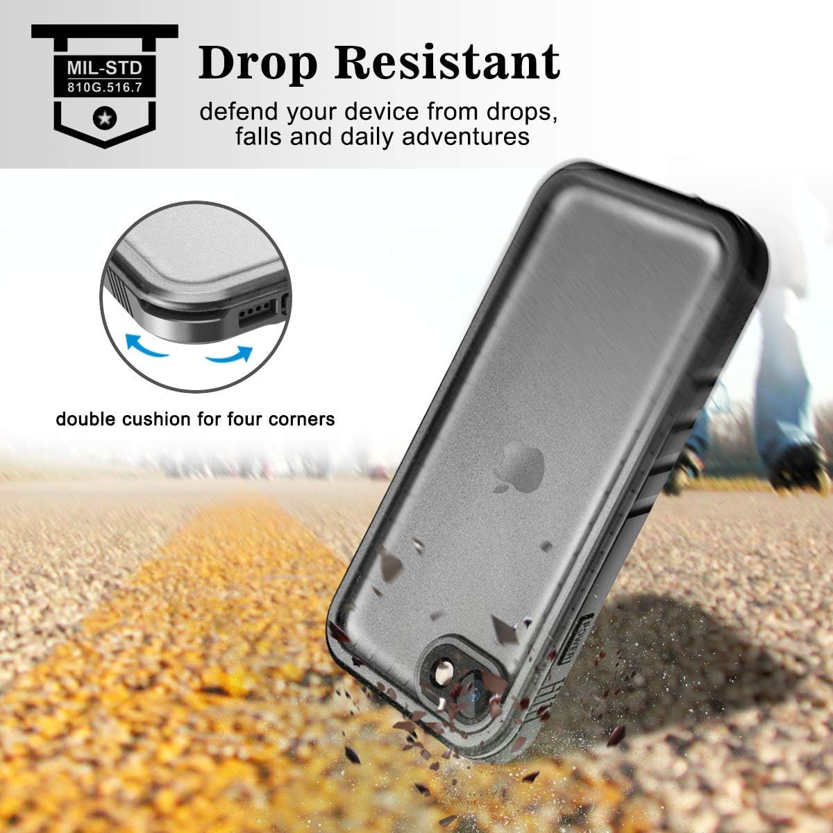 SPORTLINK Waterproof Case for iPhone SE 3rd 2022/iPhone SE 2nd 2020/iPhone 7/8 - Full Body Shockproof Dustproof Phone Screen Protector Rugged Waterproof Case for iPhone SE3/SE2/7/8 (Black) - Image 4
