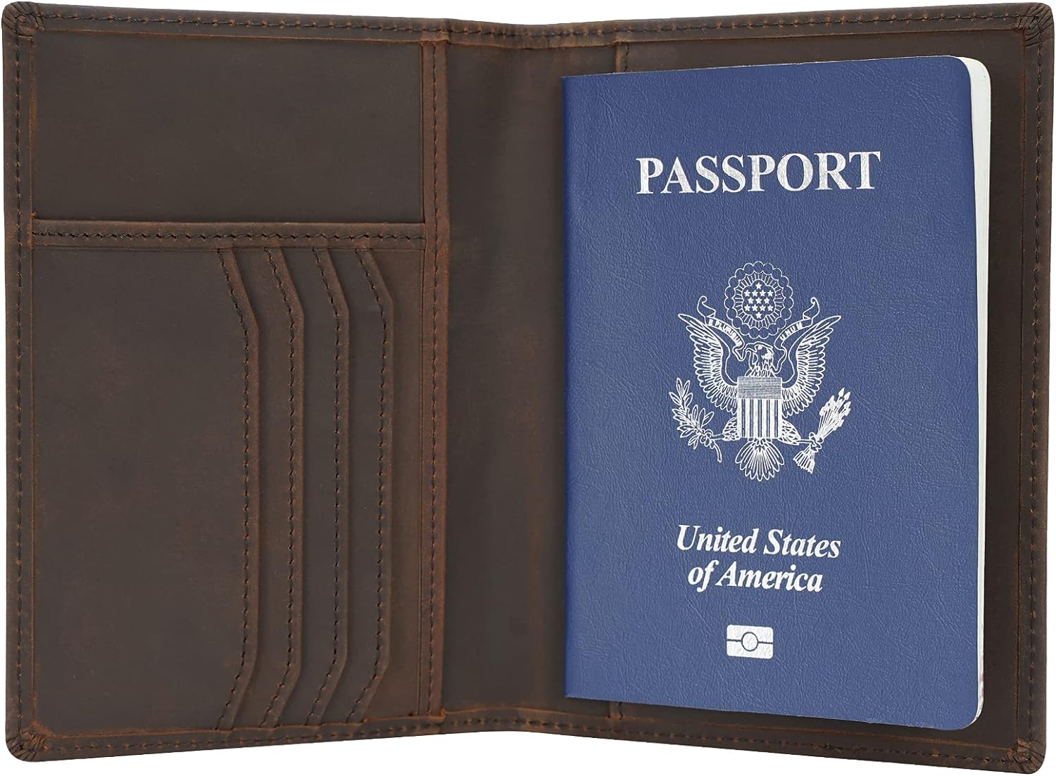 Polare Slim RFID Blocking Leather Passport Holder Travel Bifold Wallet For Men - Image 2