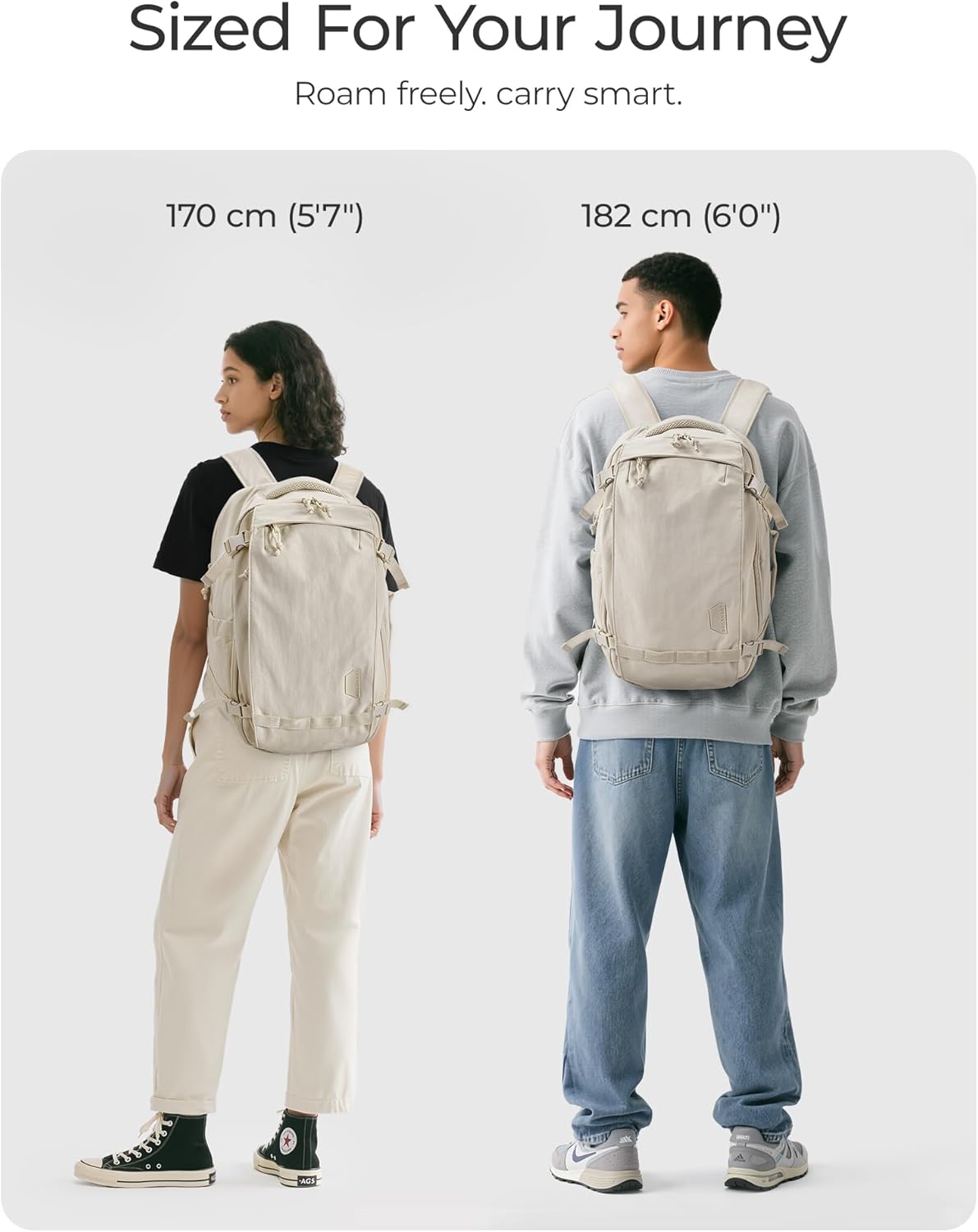 BAGSMART Blast Travel Backpack, 15.6 Inch Carry On Backpack Flight Approved, TSA Approved Personal Item Travel Bag, Water Resistant Weekender Bag Luggage Daypack, Beige - Image 9