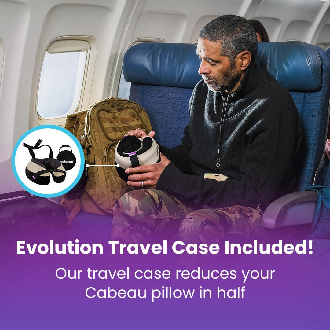 Cabeau Travel Neck Pillows for Airplanes – The Neck’s Evolution, TNE S3 – Supportive Memory Foam Design for Long Haul Flights – Attachable Seat Straps and 360° Support (Berlin Grey) - Image 9