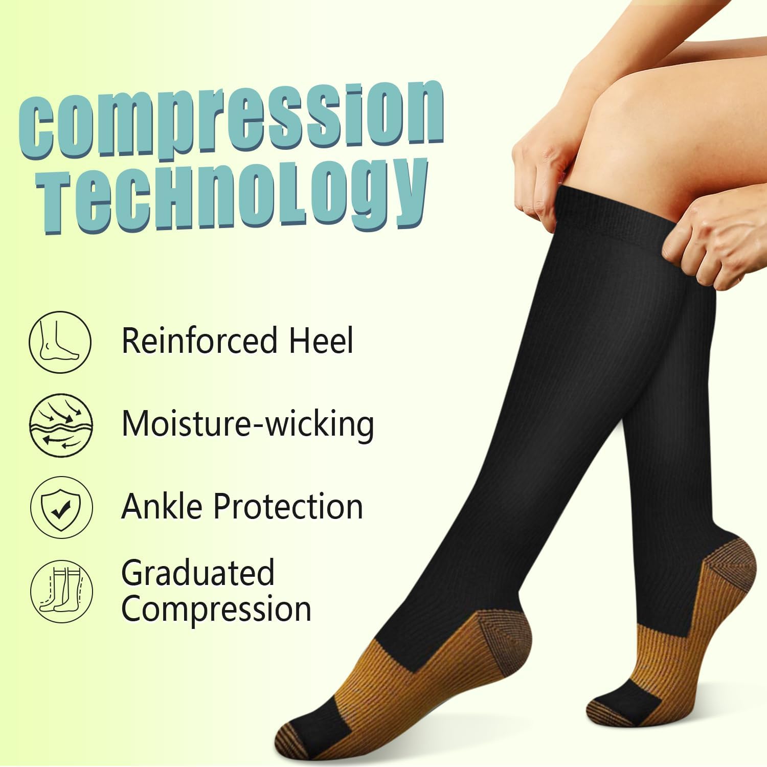 Copper Compression Socks 15-20 mmHg for Men & Women 8 Pairs – Circulation Support for Nurses, Travel, Running, Hiking, Soccer - Image 6