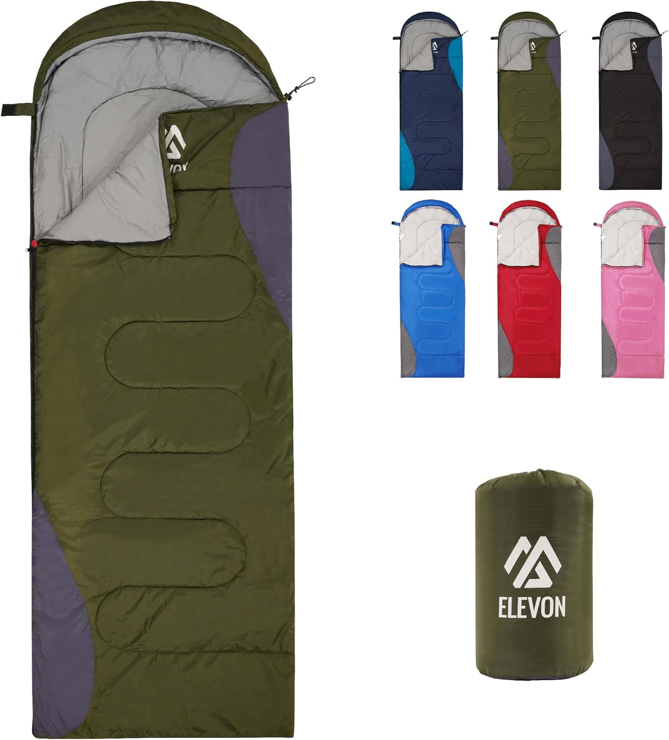 Elevon Sleeping Bag for Adults Teens Kids Cold Warm Weather, Portable Waterproof & Lightweight, Compact with Compression Sack, for 3-4 Seasons Camping, Backpacking, Hiking, Travel, Indoors Outdoors - Image 2