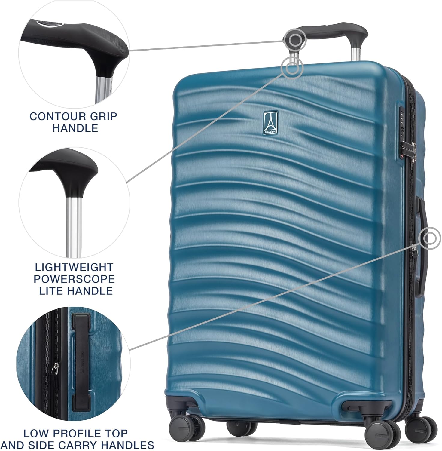 Travelpro Maxlite Air V2 Hardside Expandable Checked Luggage, 8 Spinner Wheels, Lightweight Hard Shell Suitcase, TSA lock, Teal, Checked Medium 25-Inch - Image 3