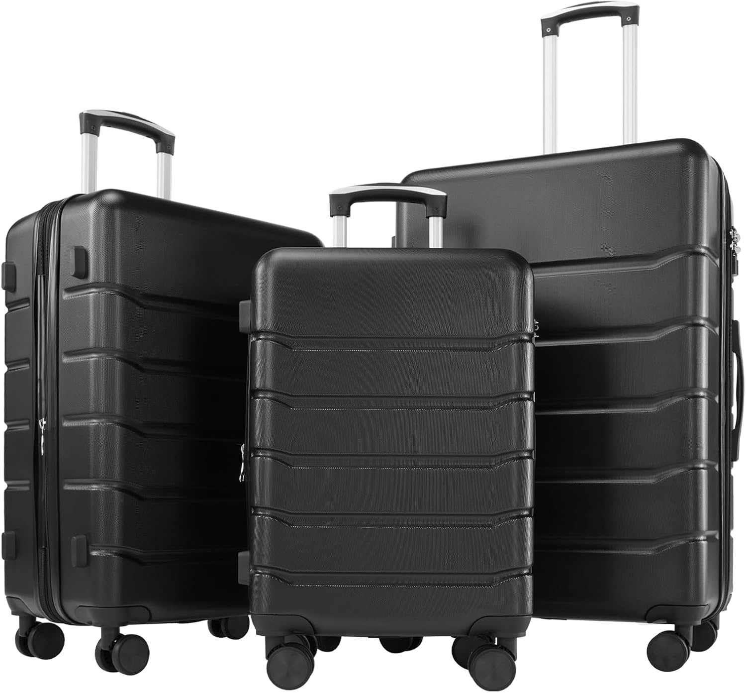 DUMOS Hardside Suitcases with Spinner Wheels, Black, 20/24/28IN - Image 2