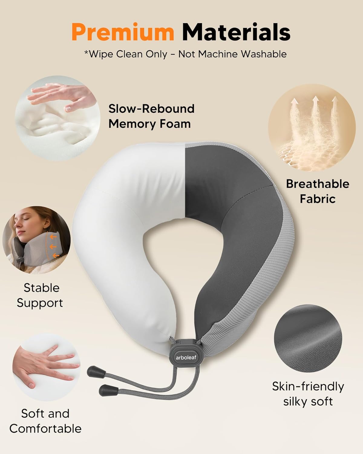 arboleaf Heated Neck Pillow for Travel, Memory Foam Airplane Pillow with Graphene Zoned Heating, USB-C Rechargeable, 360° Support — Comfort & Neck Pain Relief for Long Flights, Car & Office - Image 6