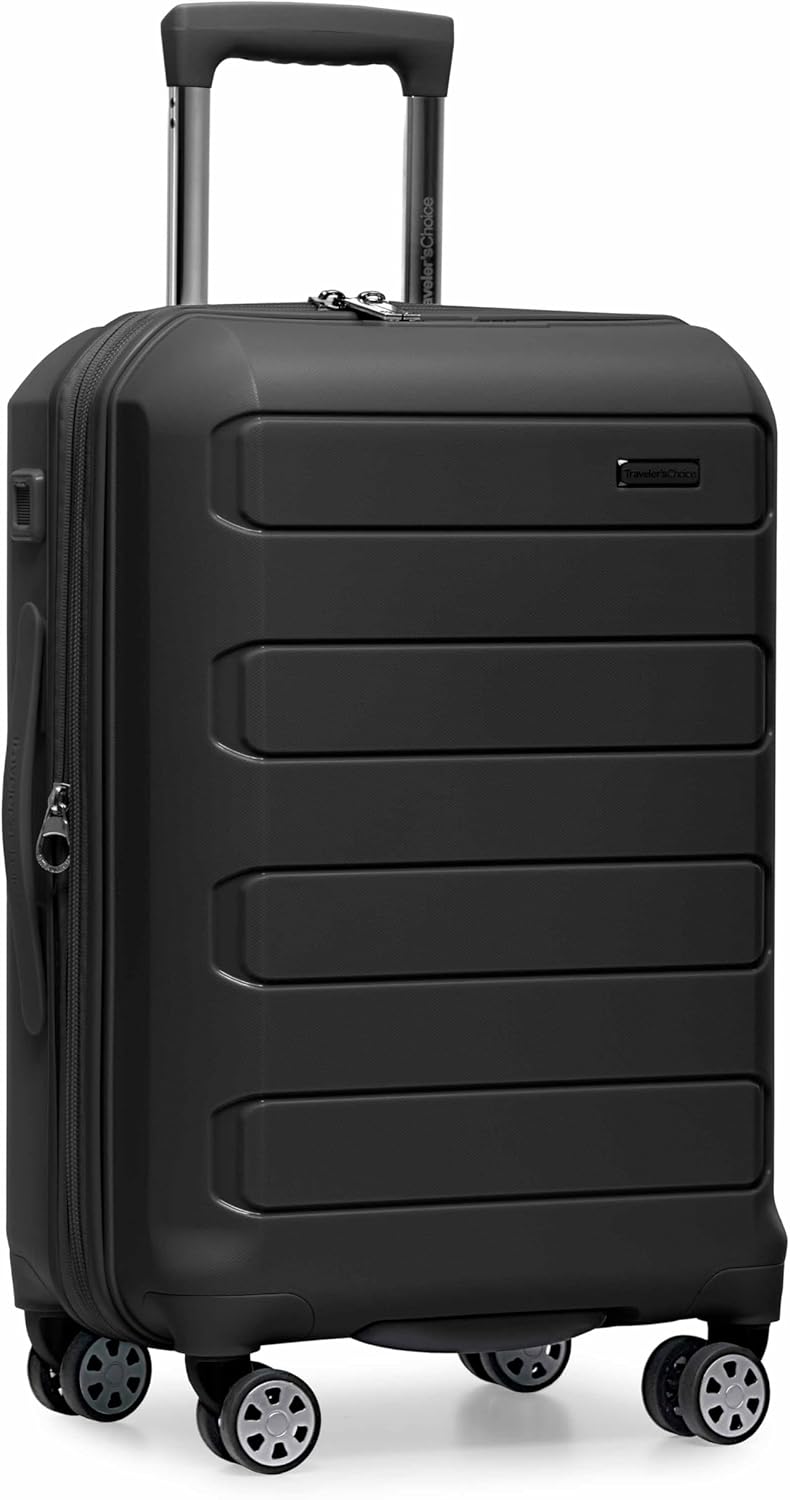 Traveler's Choice Pagosa Indestructible Hardshell Expandable Spinner Luggage, Black, 22-Inch Carry-on - Image 2