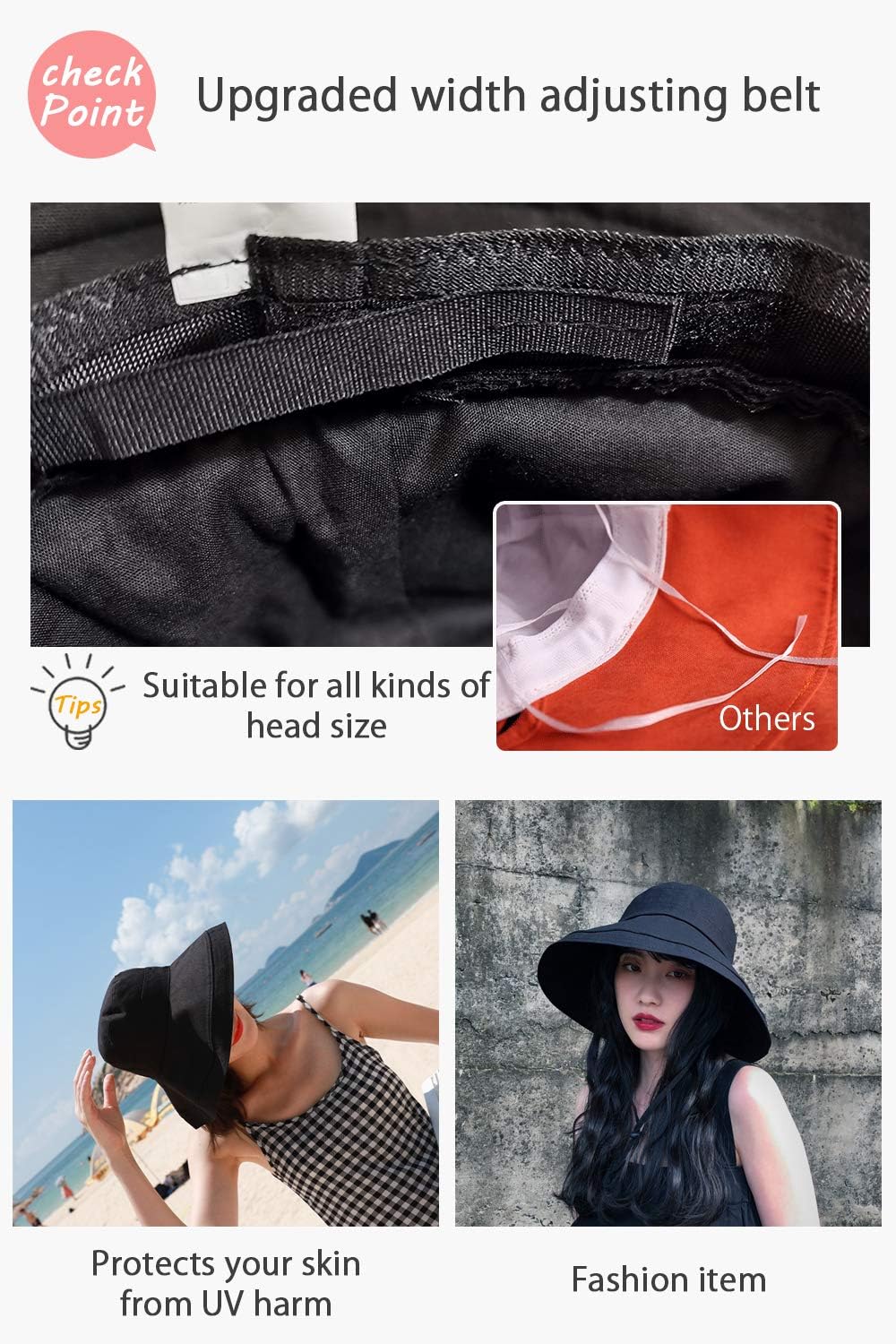 Wide Brim Bucket Hat - UPF50+ Protection Travel Beach Sun Hat with Semi-Rigid Adjustable Foldable Brim - Image 4