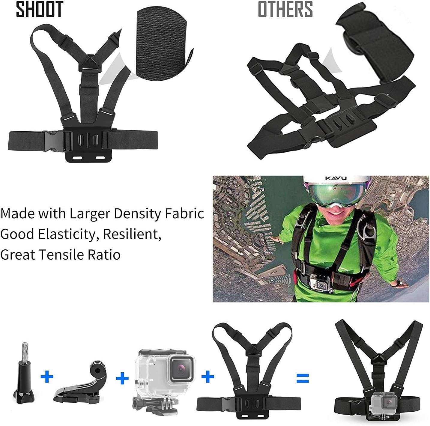 SHOOT 10-in-1 Accessory Kit for GoPro Accessories,Action Camera Accessories for GoPro Hero13 12 11 10 9 8 7 6 5 4 3+ 3 Hero Session 5 Black AKASO EK7000 Apeman SJ4000 5000 6000 DBPOWER AKASO - Image 4