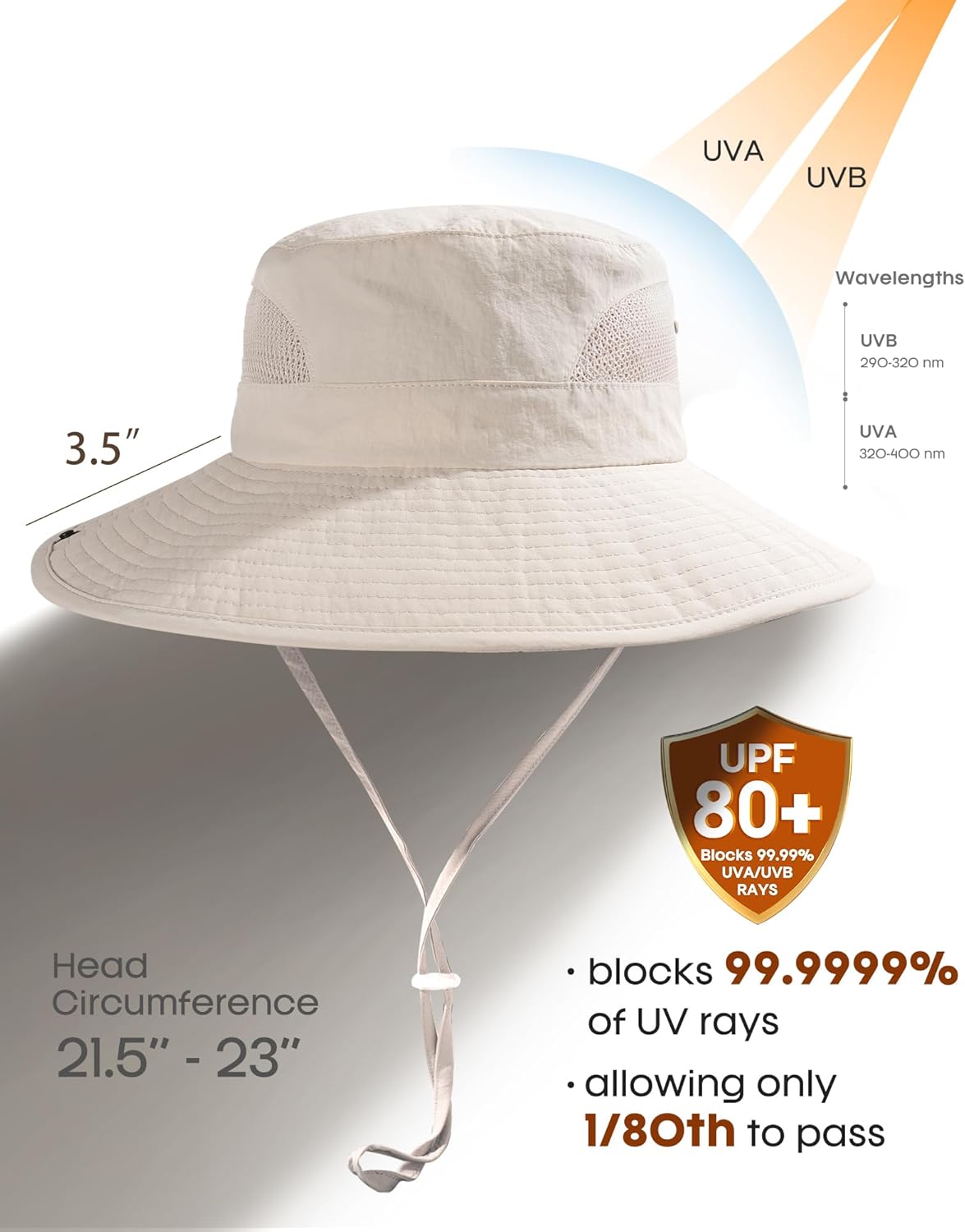 FURTALK Womens Sun Hat with Ponytail Hole Beach Hiking Summer Wide Brim UPF 80+ Outdoor Protection Foldable Bucket Hat - Image 4