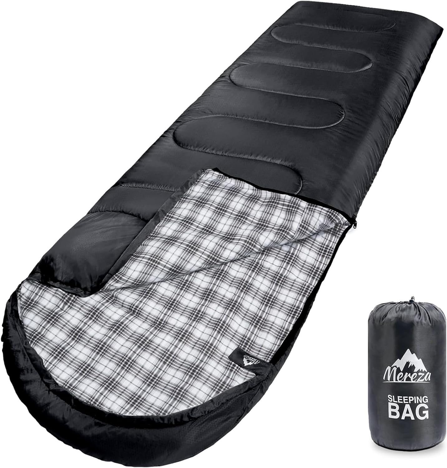 MEREZA Flannel Sleeping Bag for Adults XL, Large Wide Sleeping Bags for Camping Mens Warm Cotton Sleeping Bag 4 Season Warm & Cool Weather - Image 2