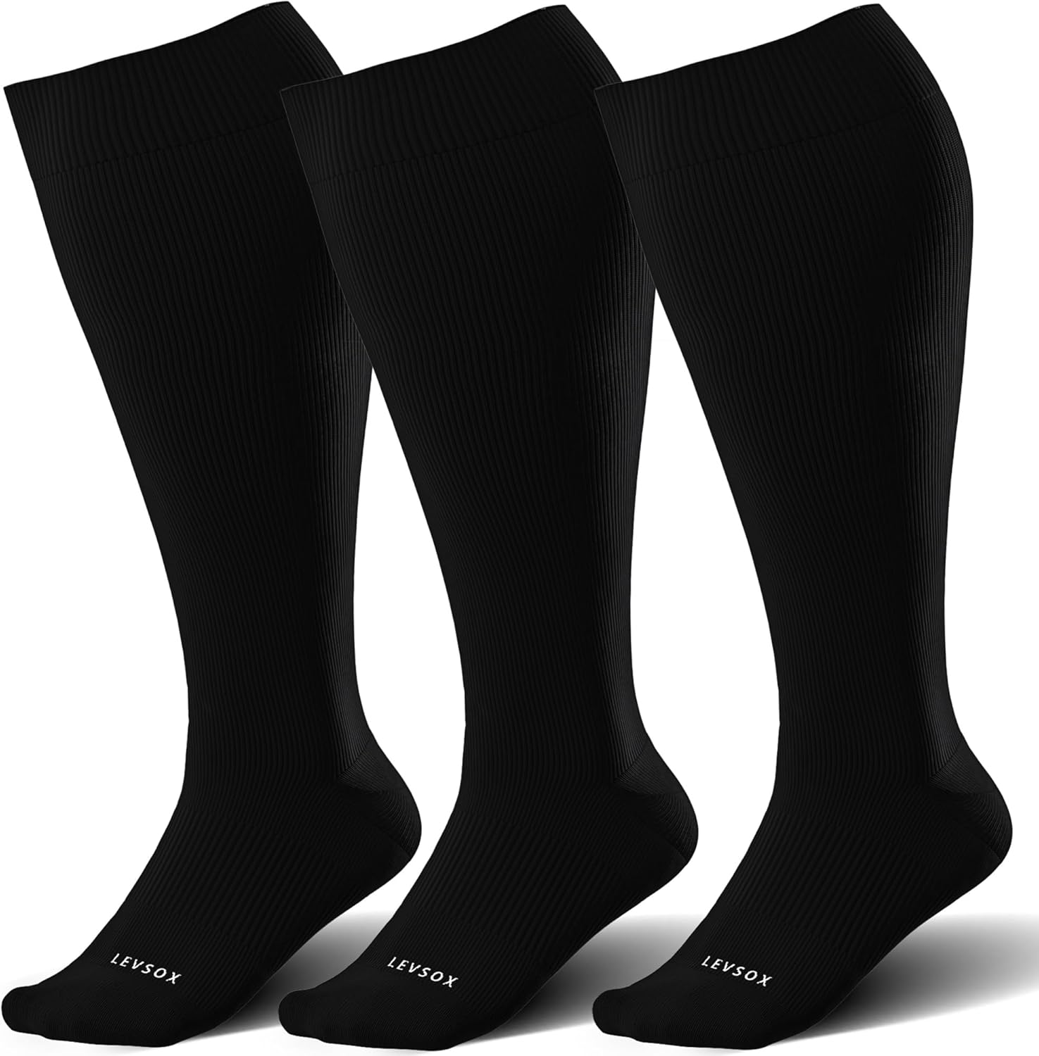 LEVSOX Wide Calf Compression Socks for Women&Men Plus Size 15-20mmHg Knee High Large Support Stockings for Circulation - Image 2