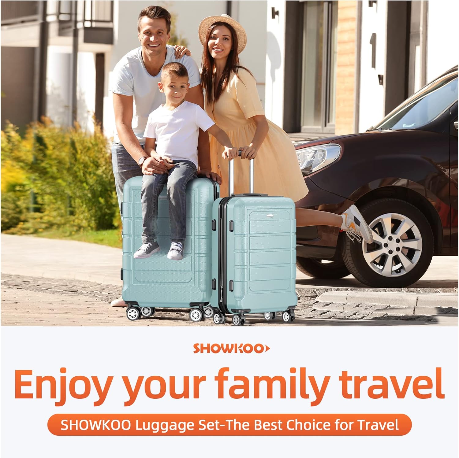 SHOWKOO Luggage Sets Expandable PC+ABS Durable Suitcase Double Wheels TSA Lock Mint Green - Image 3