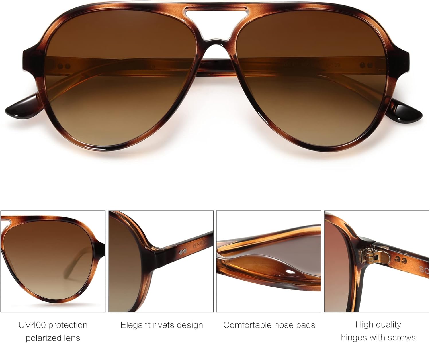 SOJOS Classic Polarized Aviator Sunglasses for Women Men, Retro Trendy Aviators Shades SJ2201 - Image 6