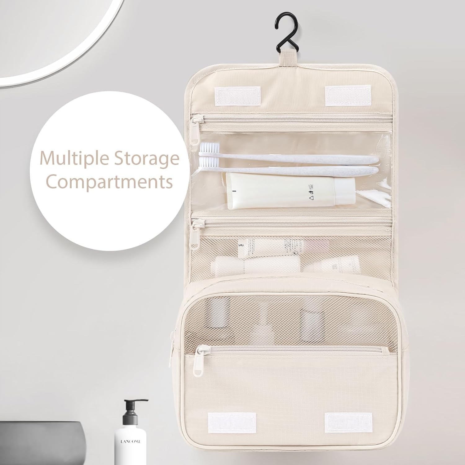 DIMJ Packing Cubes for Travel - 8 Pcs Lightweight Travel Cubes for Packing, Mesh Travel Packing Cubes Travel Packing Organizers with Large Toiletries Bag (Beige) - Image 4