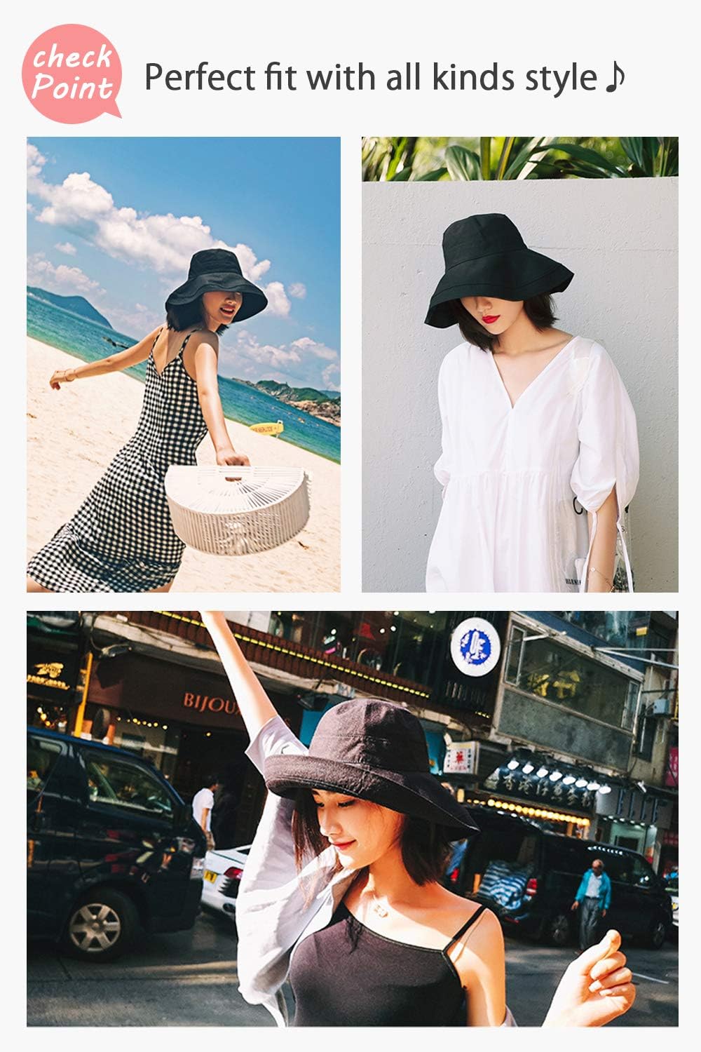 Wide Brim Bucket Hat - UPF50+ Protection Travel Beach Sun Hat with Semi-Rigid Adjustable Foldable Brim - Image 7