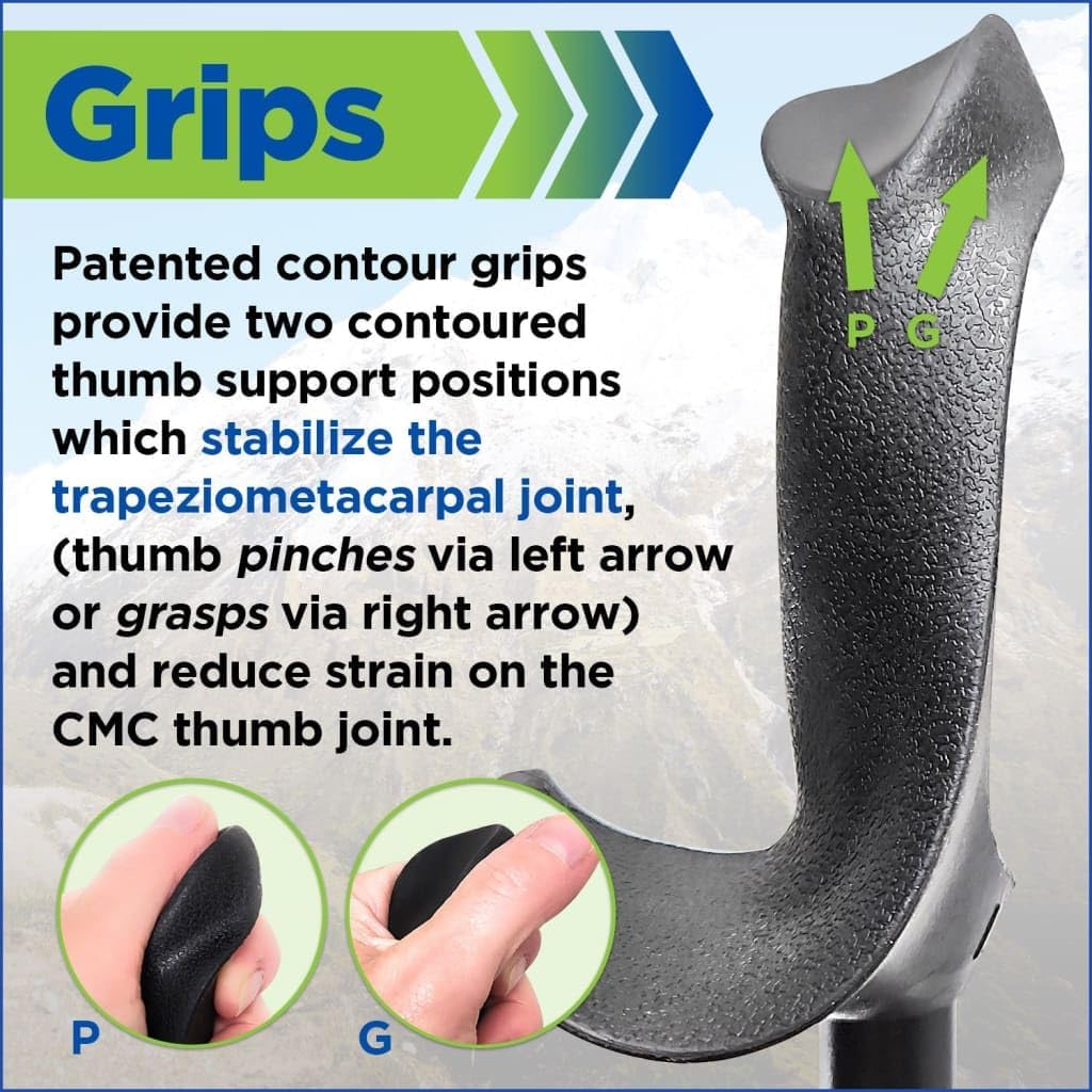 York Nordic Motivator Walking Poles for Balance and Rehab - Patented Stability Grips - Lightweight, Adjustable, and Collapsible - 2 Pieces Adjustable w/flip Locks - Heights 4'6" up to 6'2" - 230 lbs - Image 3