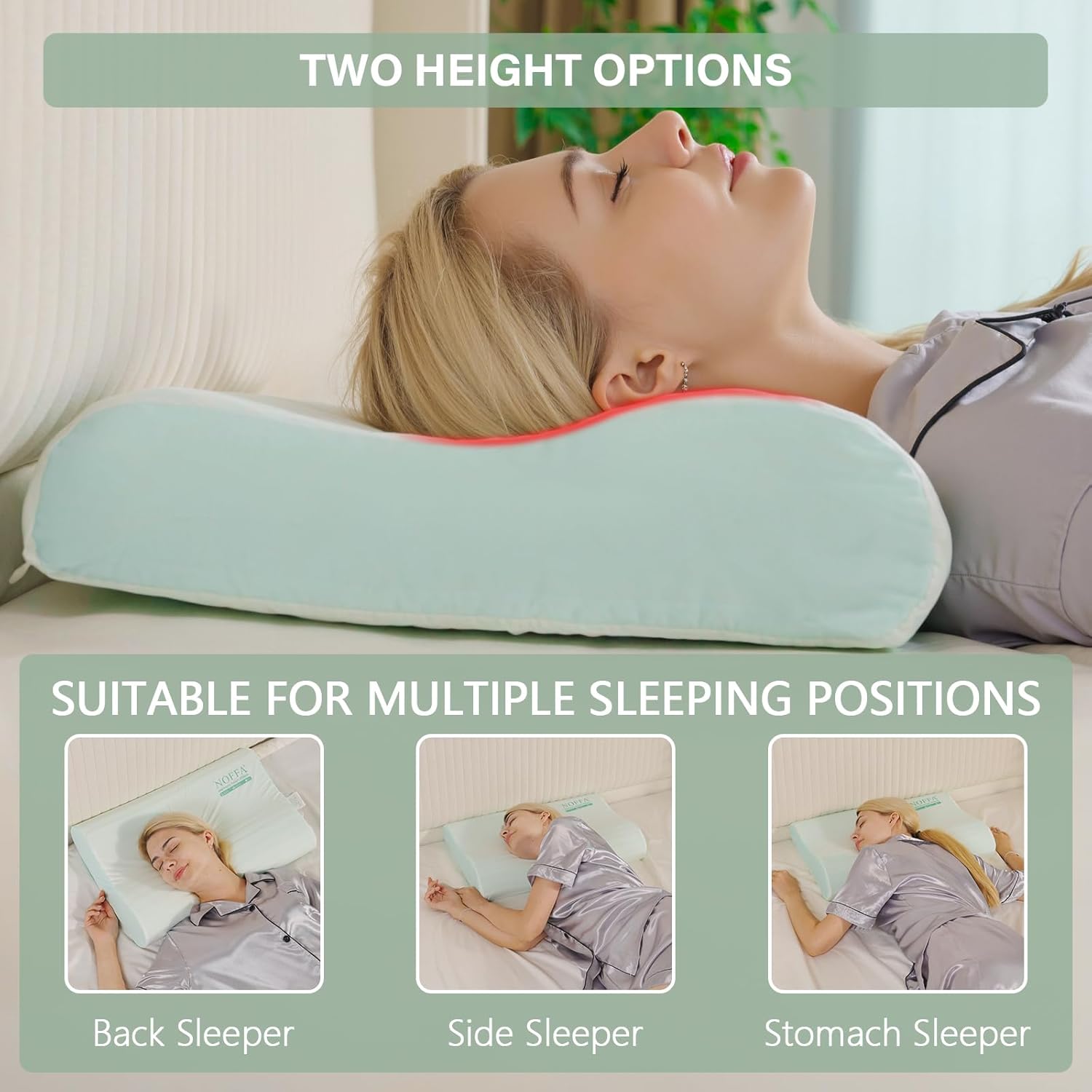 Cervical Neck Pillow for Neck Pain Relief, Contour Memory Foam Pillows, Cooling Ergonomic Pillows for Sleeping Side, Back & Stomach Sleepers, Breathable Bed Pillows Neck Support, Extra Soft - Image 8