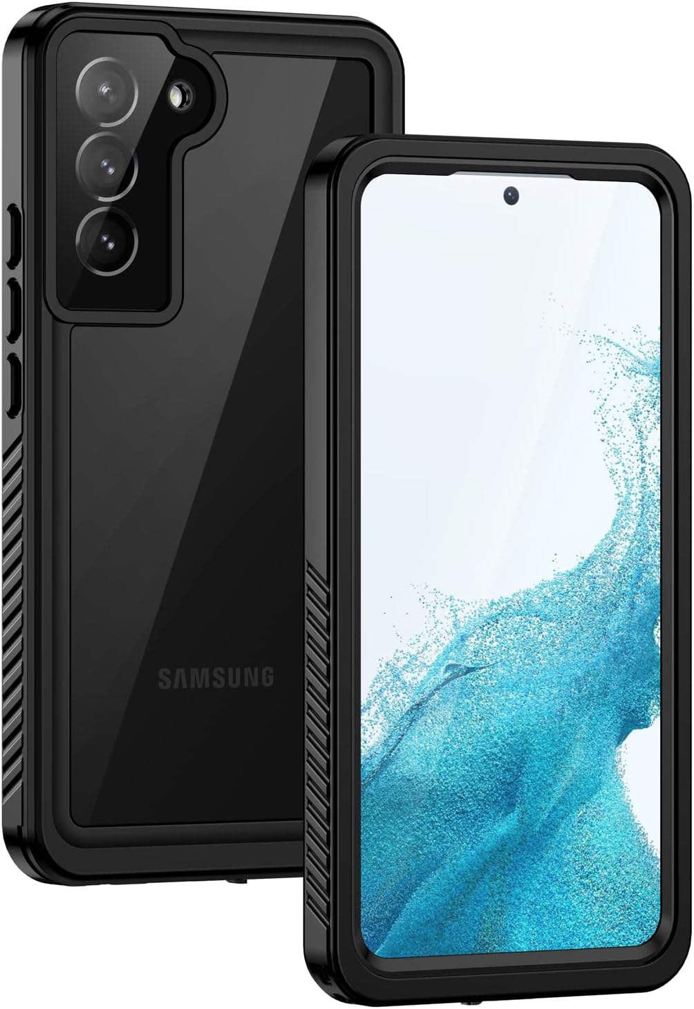Lanhiem for Samsung Galaxy S22 Case, IP68 Waterproof Dustproof with Built-in Screen Protector, Heavy Duty Full Body Protective Phone Case for Samsung S22 5G, Black/Clear - Image 2