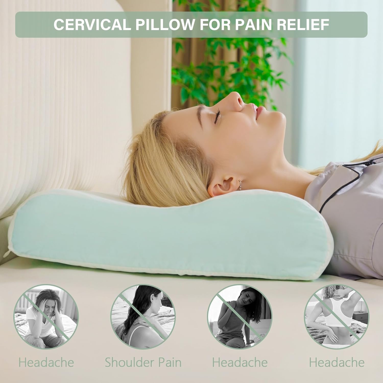 Cervical Neck Pillow for Neck Pain Relief, Contour Memory Foam Pillows, Cooling Ergonomic Pillows for Sleeping Side, Back & Stomach Sleepers, Breathable Bed Pillows Neck Support, Extra Soft - Image 9