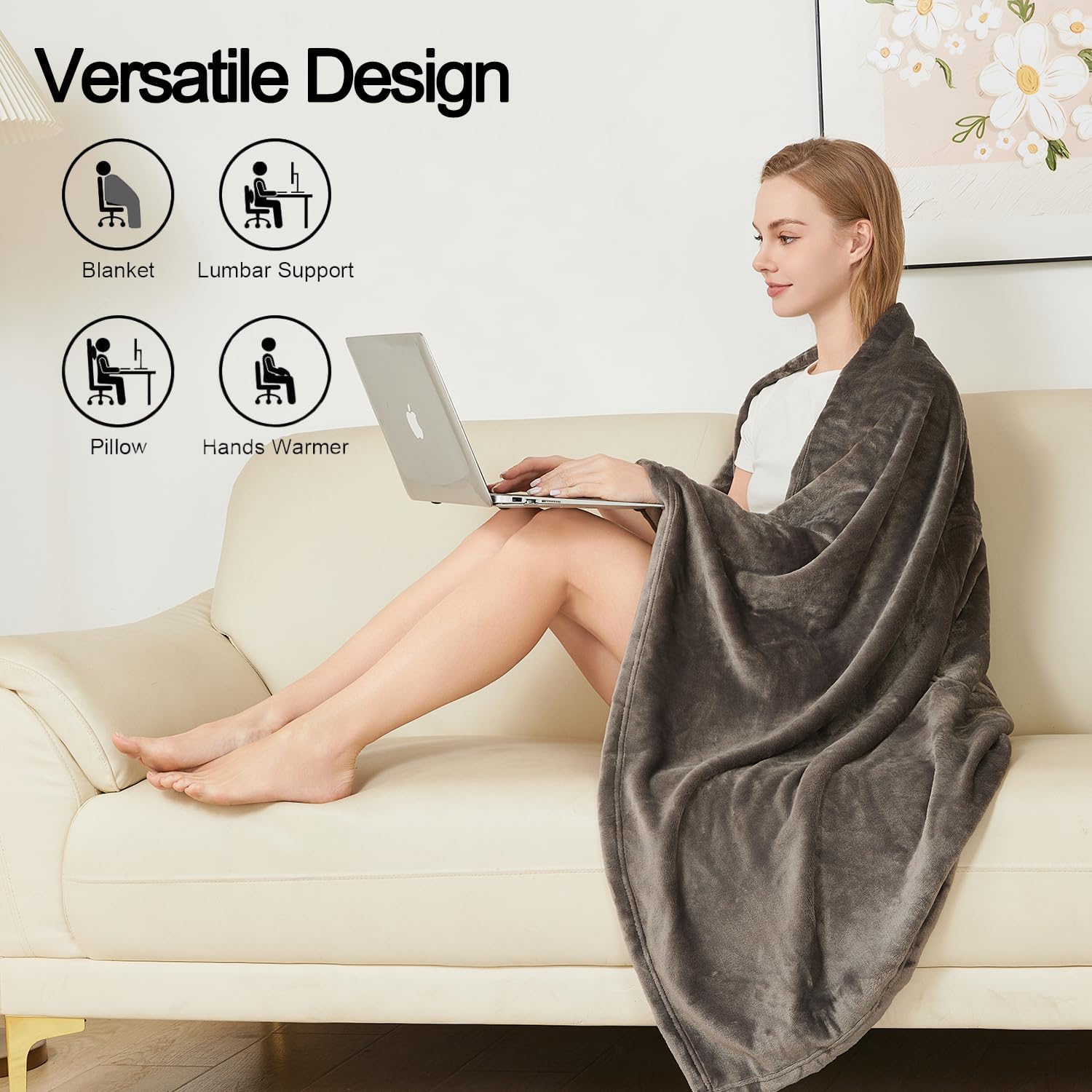 Travel Blanket Pillow, Premium 2 in 1 Flannel Airplane Blanket Compact for Travel,Office, Home,Travel Essentials Accessories for Plane and Car,Compact Office Blanket (Gray) - Image 8