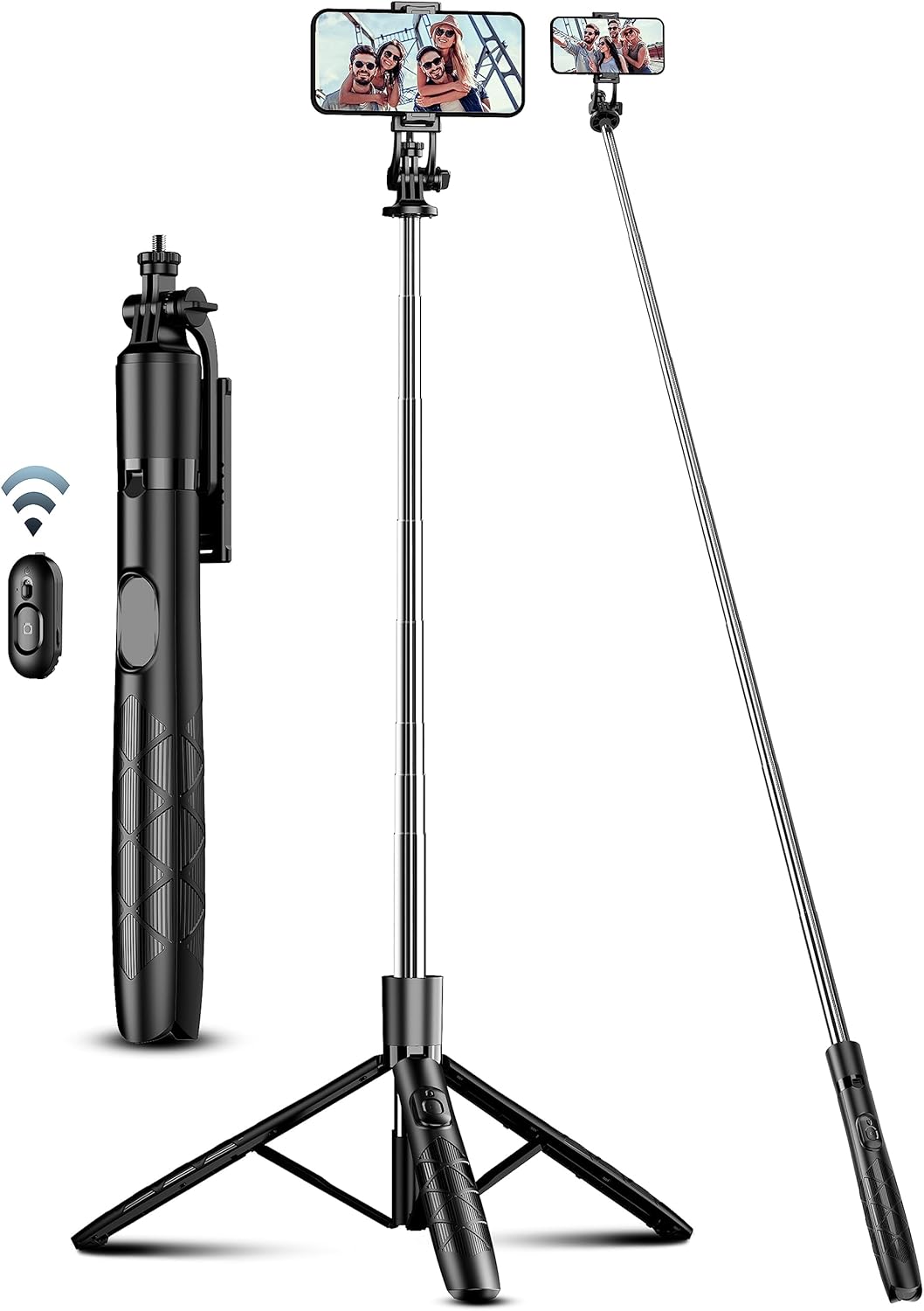71" Phone Tripod & Selfie Stick, All in One Extendable Cell Phone Tripod with Wireless Remote, Tripods Stand for iPhone & Travel Selfie Stick 360° Rotation Compatible with iPhone Android, Camera - Image 2