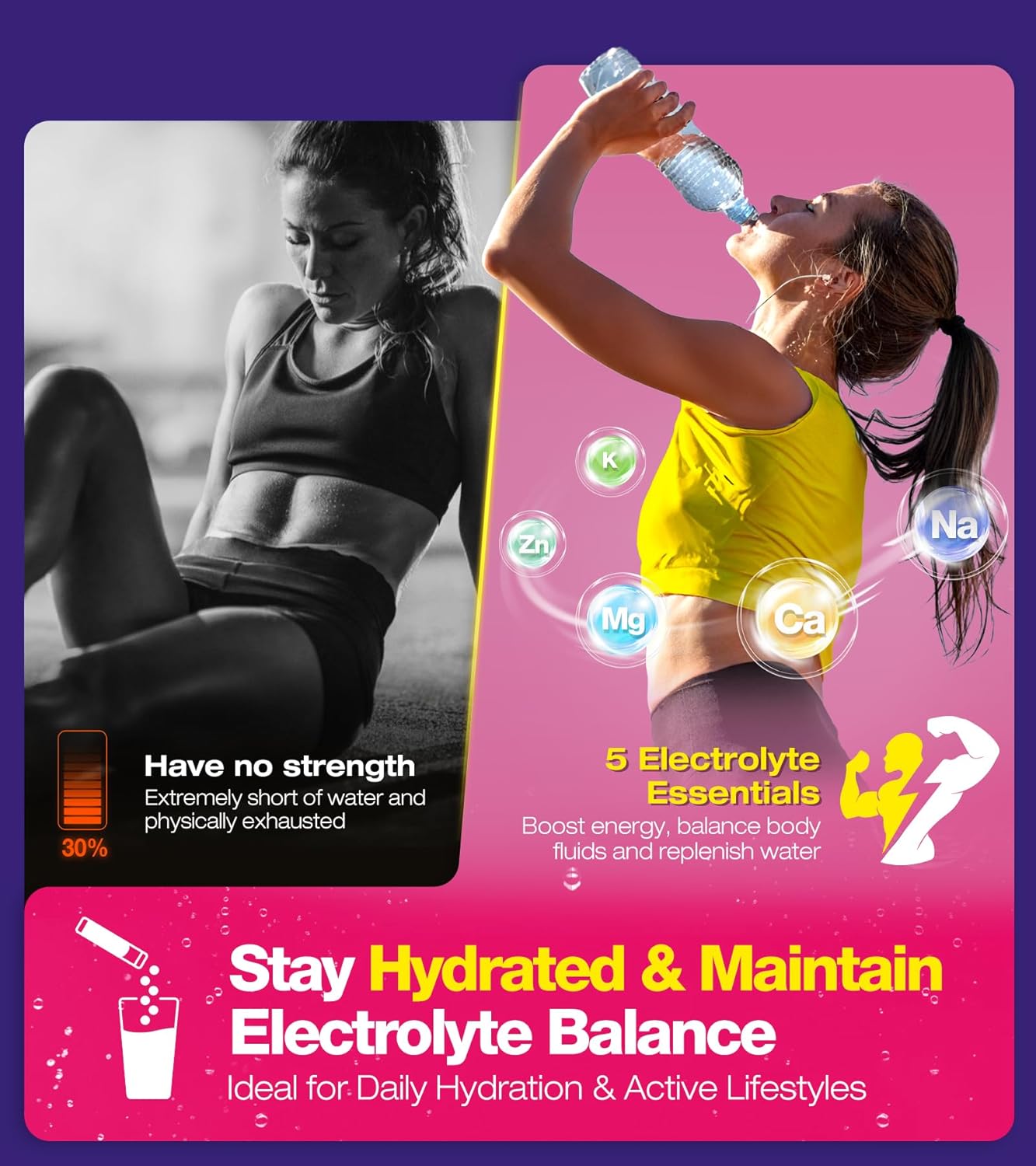Juicy Splash 30 Packs Sugar Free Electrolytes Powder w/Natural Flavor, Liquid Daily IV Recharge+Tech. Mix 5 Electrolyte for Balance, Raw Seasalt Hydration Packets for GF, Vegan, Non-GMO, Keto - Image 4