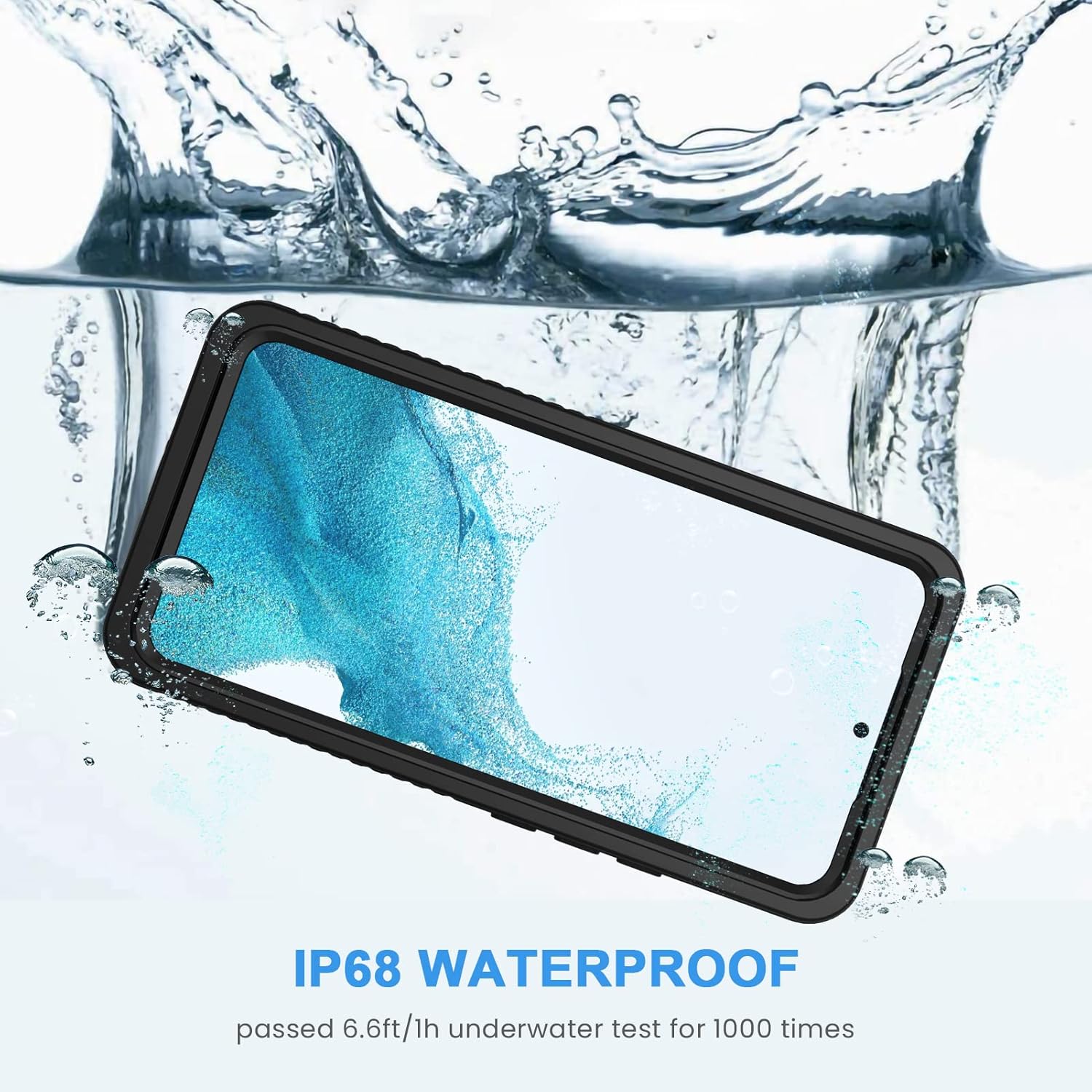 Lanhiem for Samsung Galaxy S22 Case, IP68 Waterproof Dustproof with Built-in Screen Protector, Heavy Duty Full Body Protective Phone Case for Samsung S22 5G, Black/Clear - Image 4