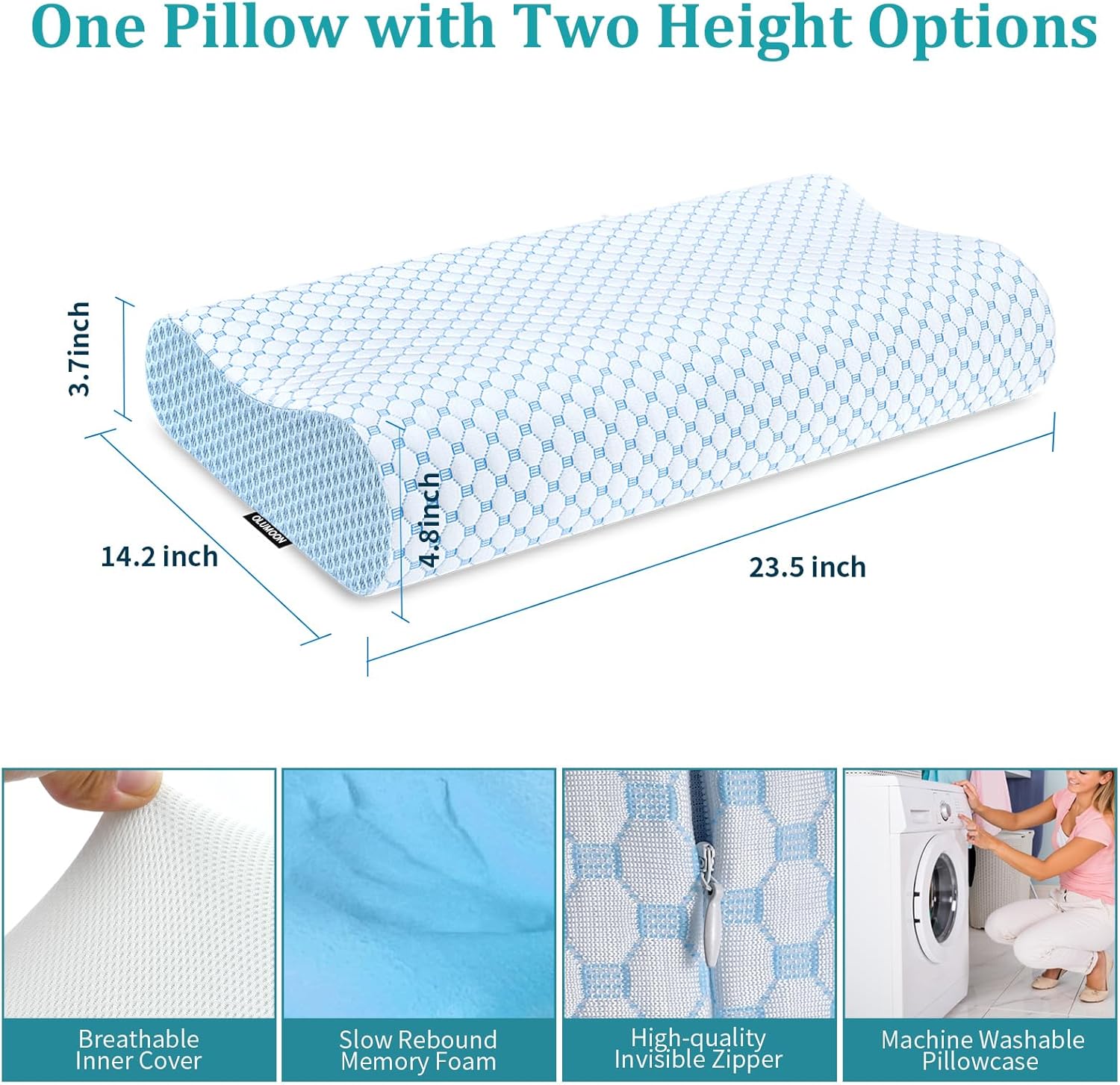 Neck Pillow Memory Foam Pillows - Cooling Neck Support Pillow for Pain Relief, Ergonomic Cervical Pillow for Sleeping, Orthopedic Contour Bed Pillow for Side, Back & Stomach Sleepers - Image 8